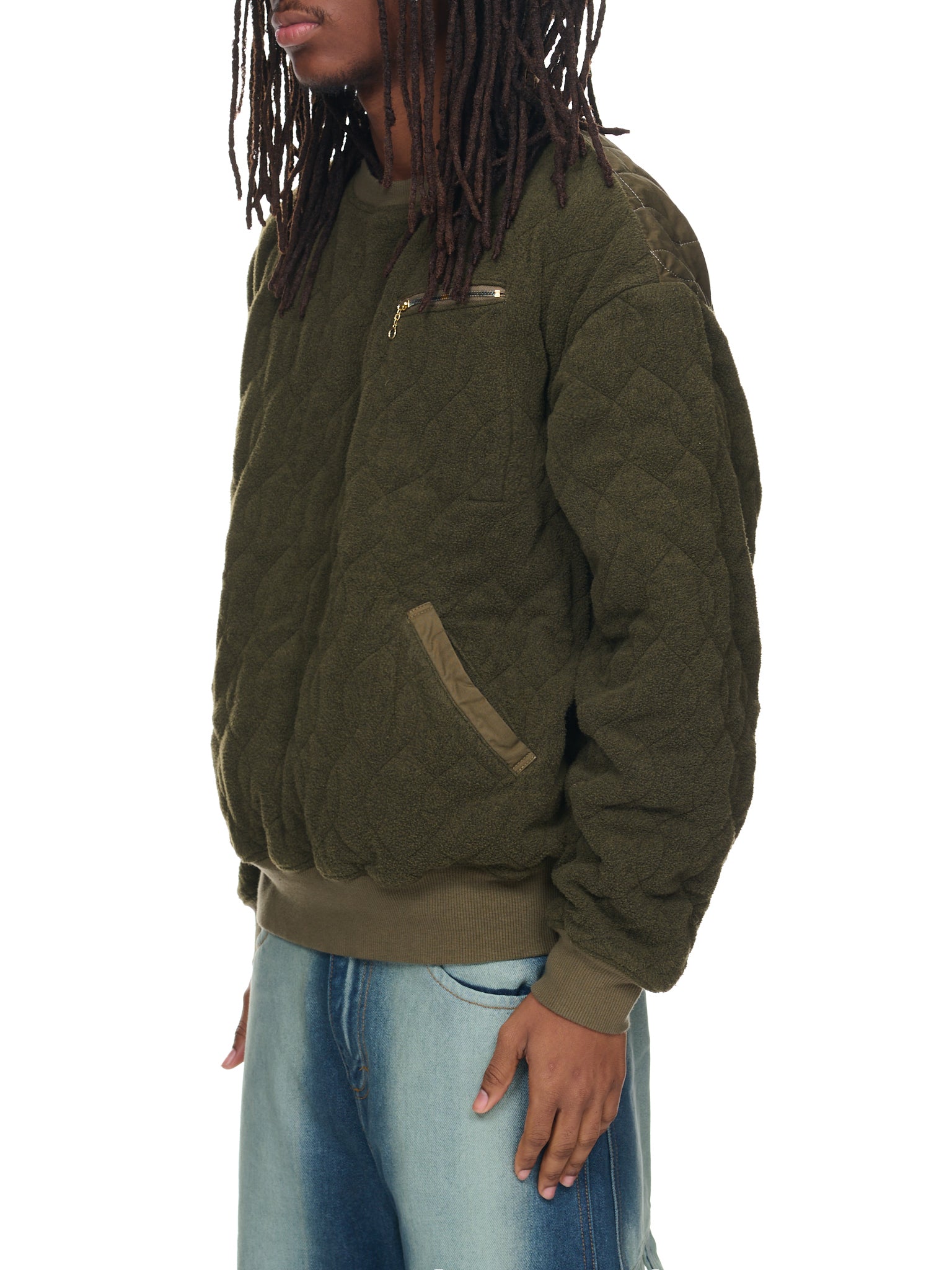 Quilted Fleece Sweater (EK-1268-KHA-KHAKI)