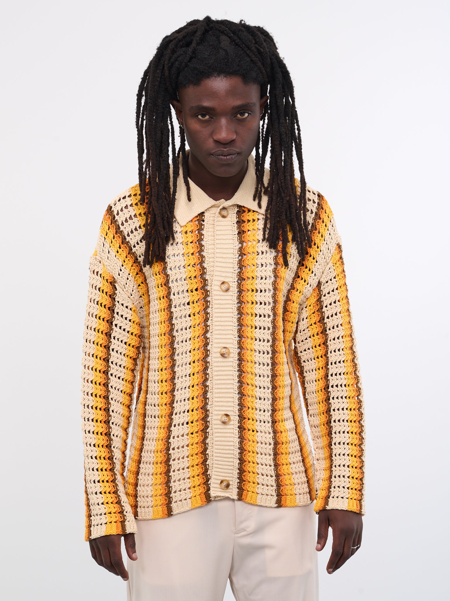 Elmer Crochet Cardigan (ELMER-M20KN7010-ORANGE-STRIPE)