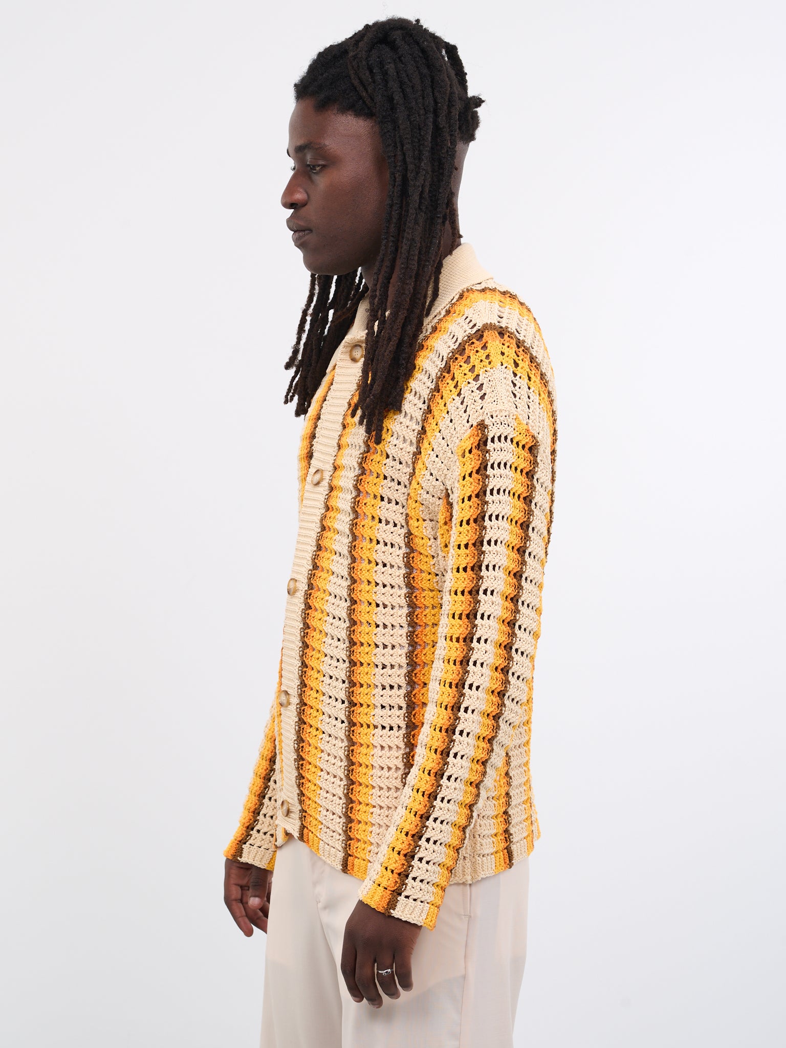 Elmer Crochet Cardigan (ELMER-M20KN7010-ORANGE-STRIPE)