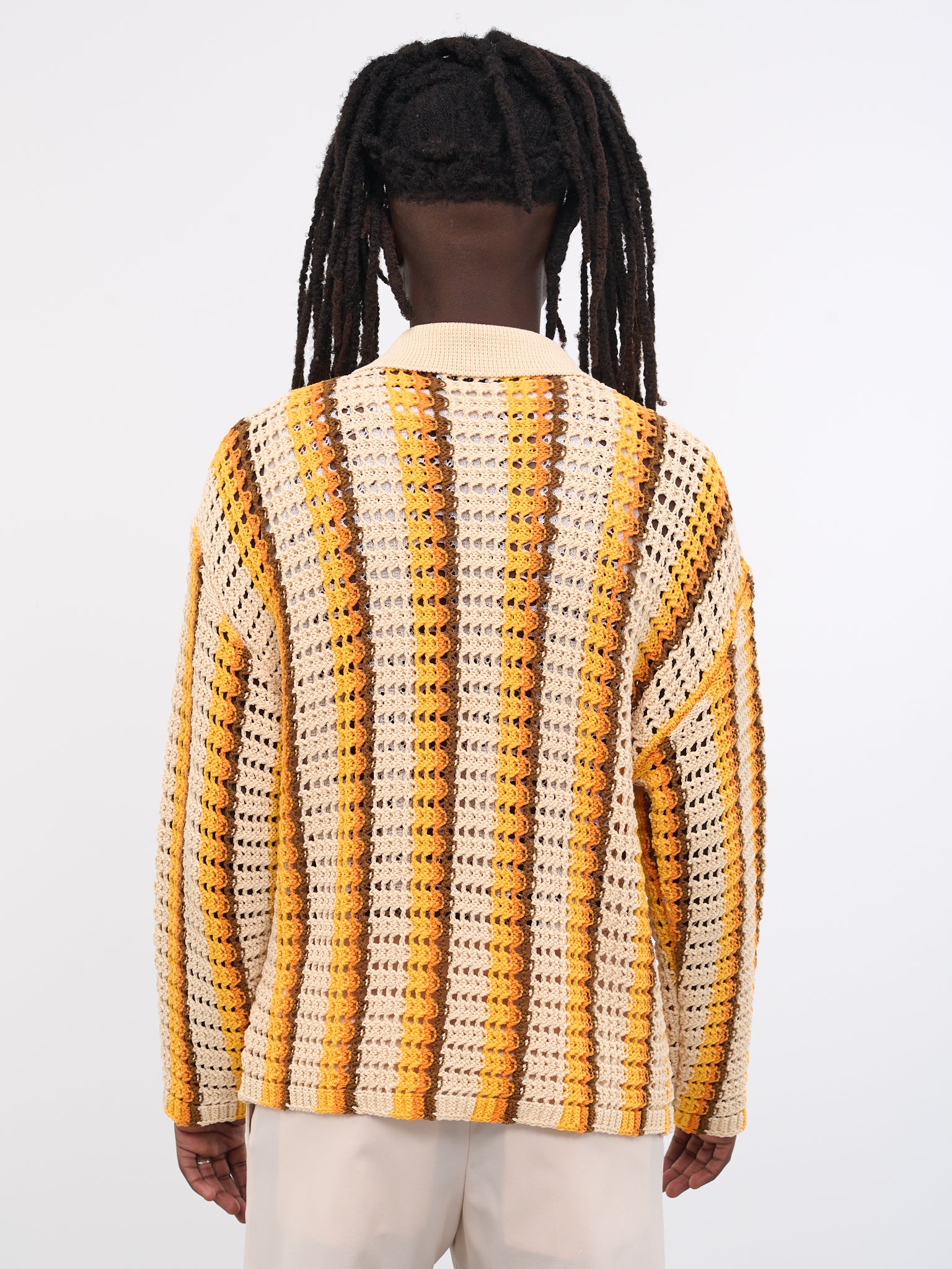 Elmer Crochet Cardigan (ELMER-M20KN7010-ORANGE-STRIPE)