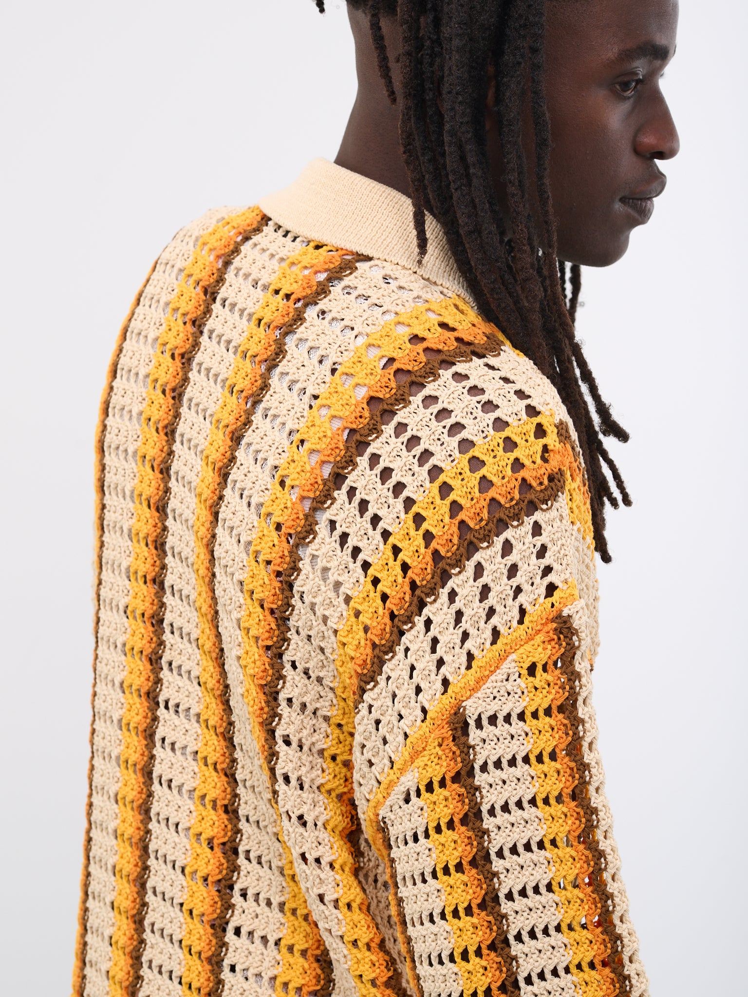 Elmer Crochet Cardigan (ELMER-M20KN7010-ORANGE-STRIPE)