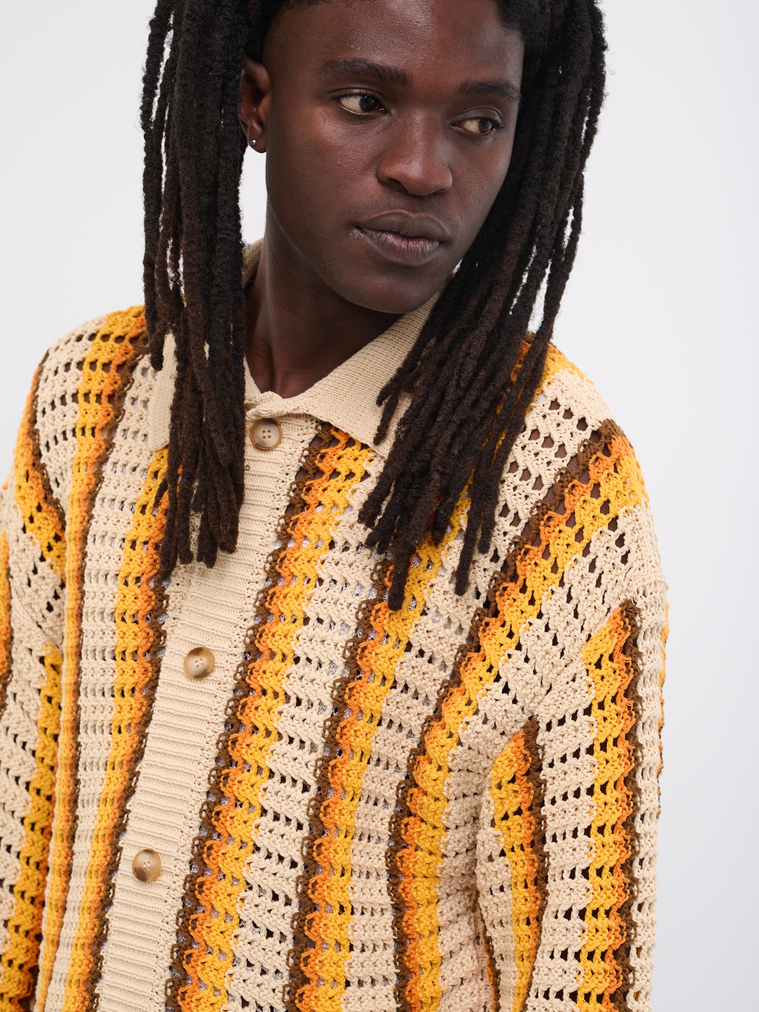 Elmer Crochet Cardigan (ELMER-M20KN7010-ORANGE-STRIPE)
