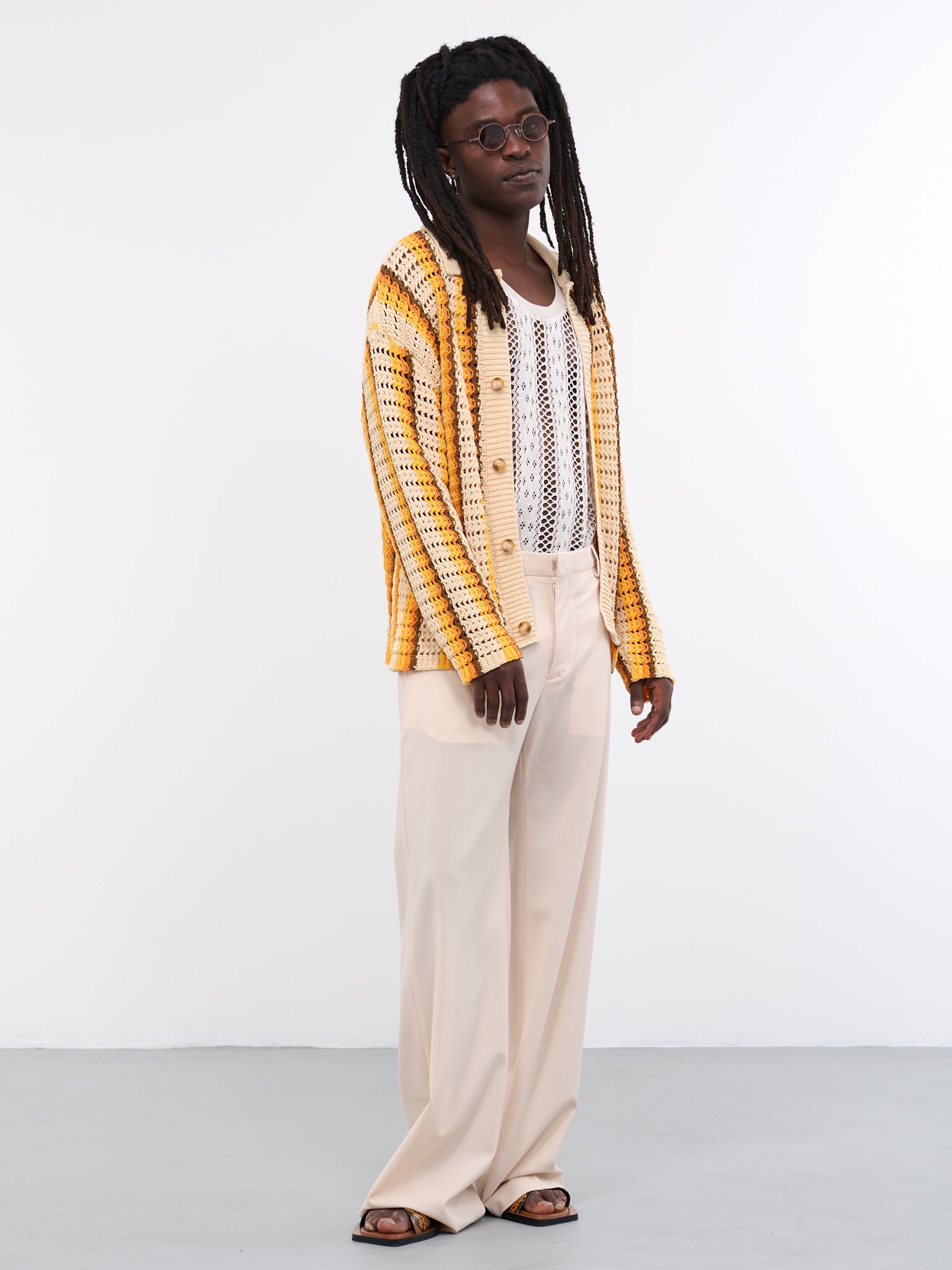 Elmer Crochet Cardigan (ELMER-M20KN7010-ORANGE-STRIPE)