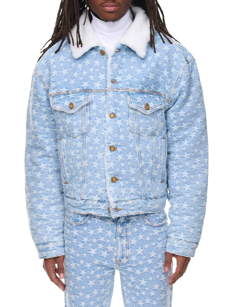 Star Jacquard Denim Jacket (ERL05J023-BLUE)