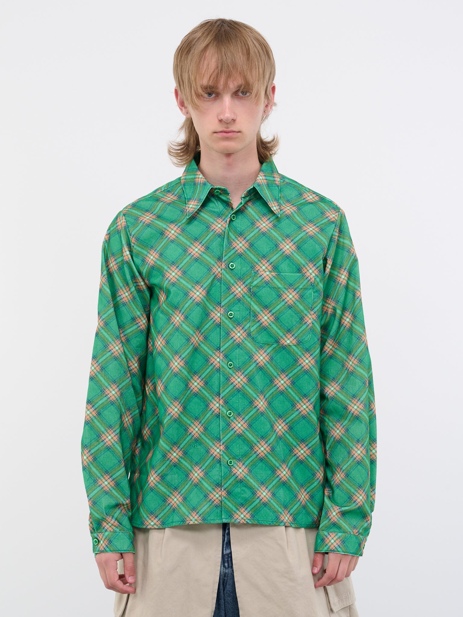 ERL | H.Lorenzo|Plaid Shirt (ERL06B007-GREEN-PLAID), XL / GREEN ERL | H.Lorenzo|Plaid Shirt (ERL06B007-GREEN-PLAID), XL / GREEN