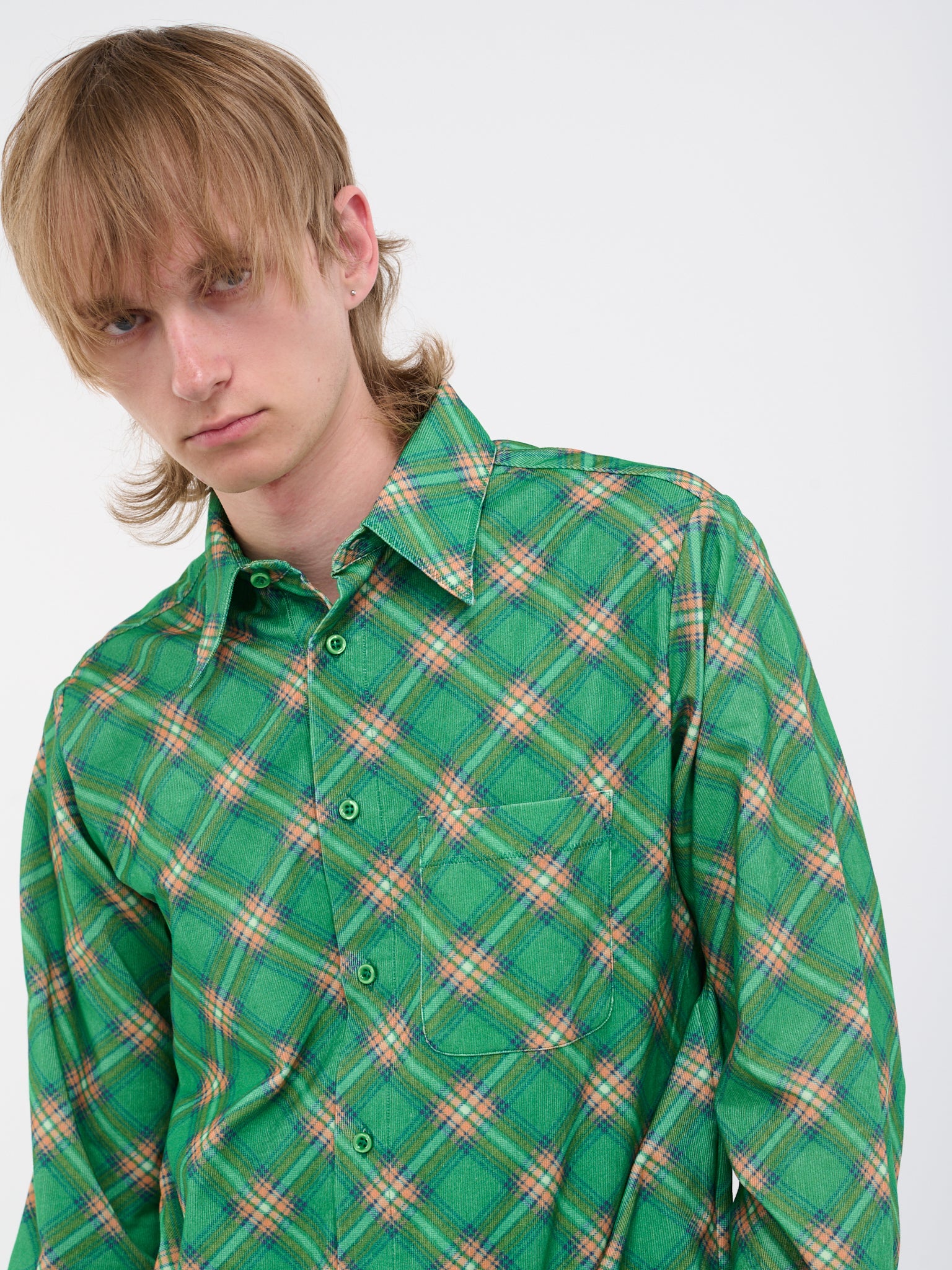 Plaid Shirt (ERL06B007-GREEN-PLAID)