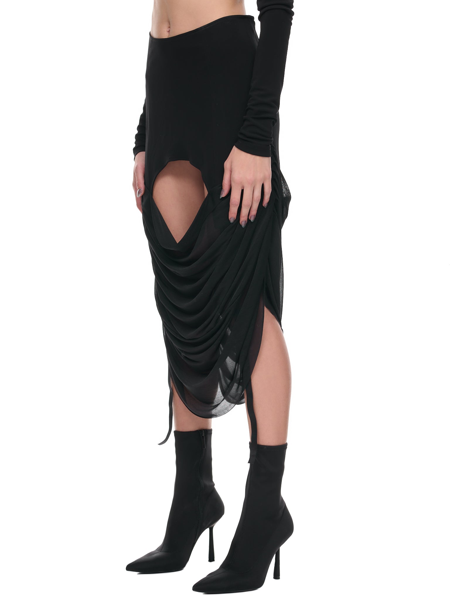 Draped Paneled Skirt (EV2-2018-BLACK)