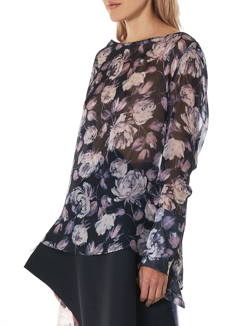 Slashed Cuff Blouse (F1151-FLOWER-PRINT)