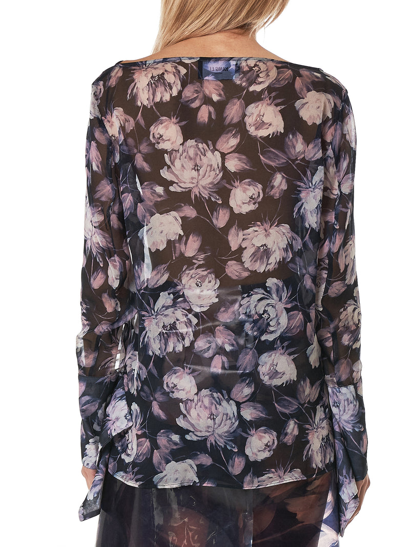 Slashed Cuff Blouse (F1151-FLOWER-PRINT)