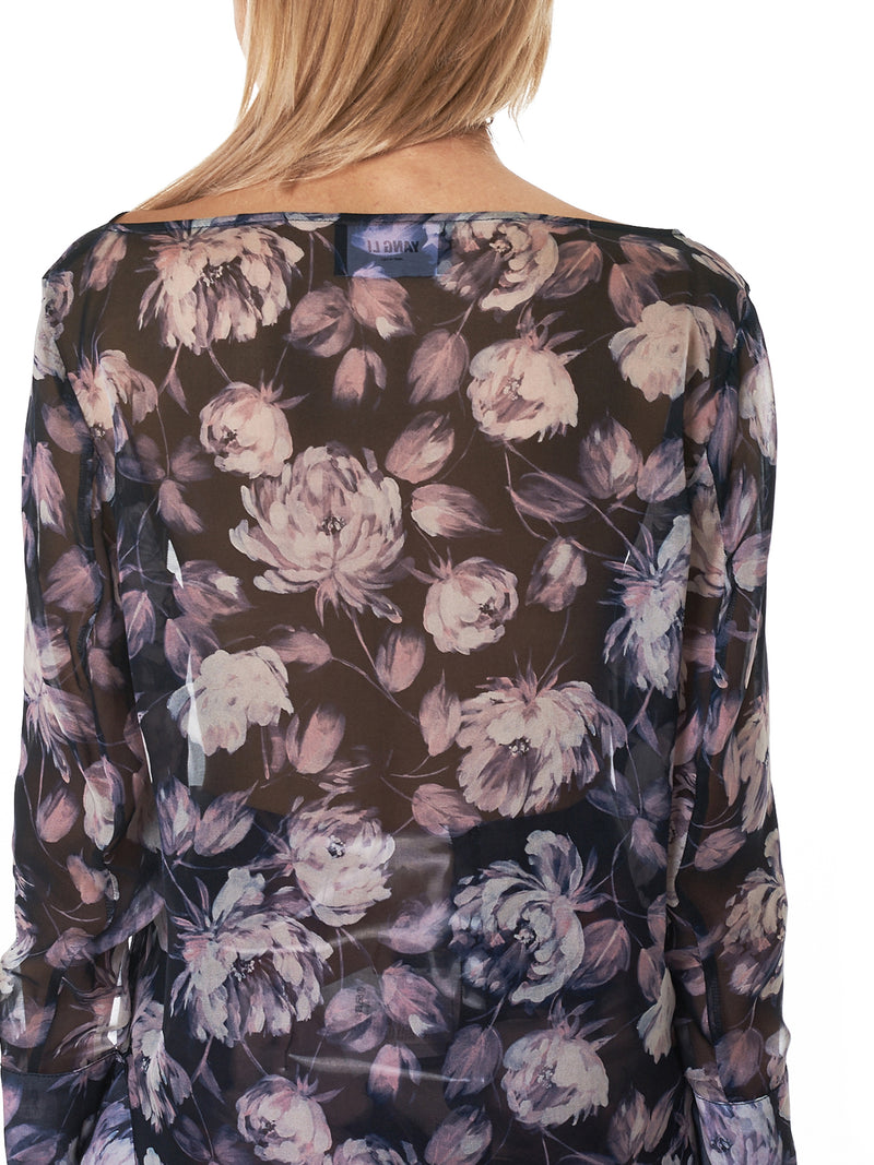 Slashed Cuff Blouse (F1151-FLOWER-PRINT)