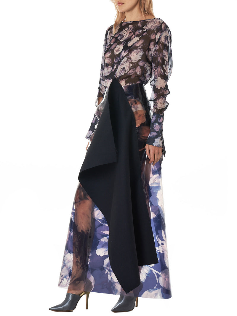 Slashed Cuff Blouse (F1151-FLOWER-PRINT)