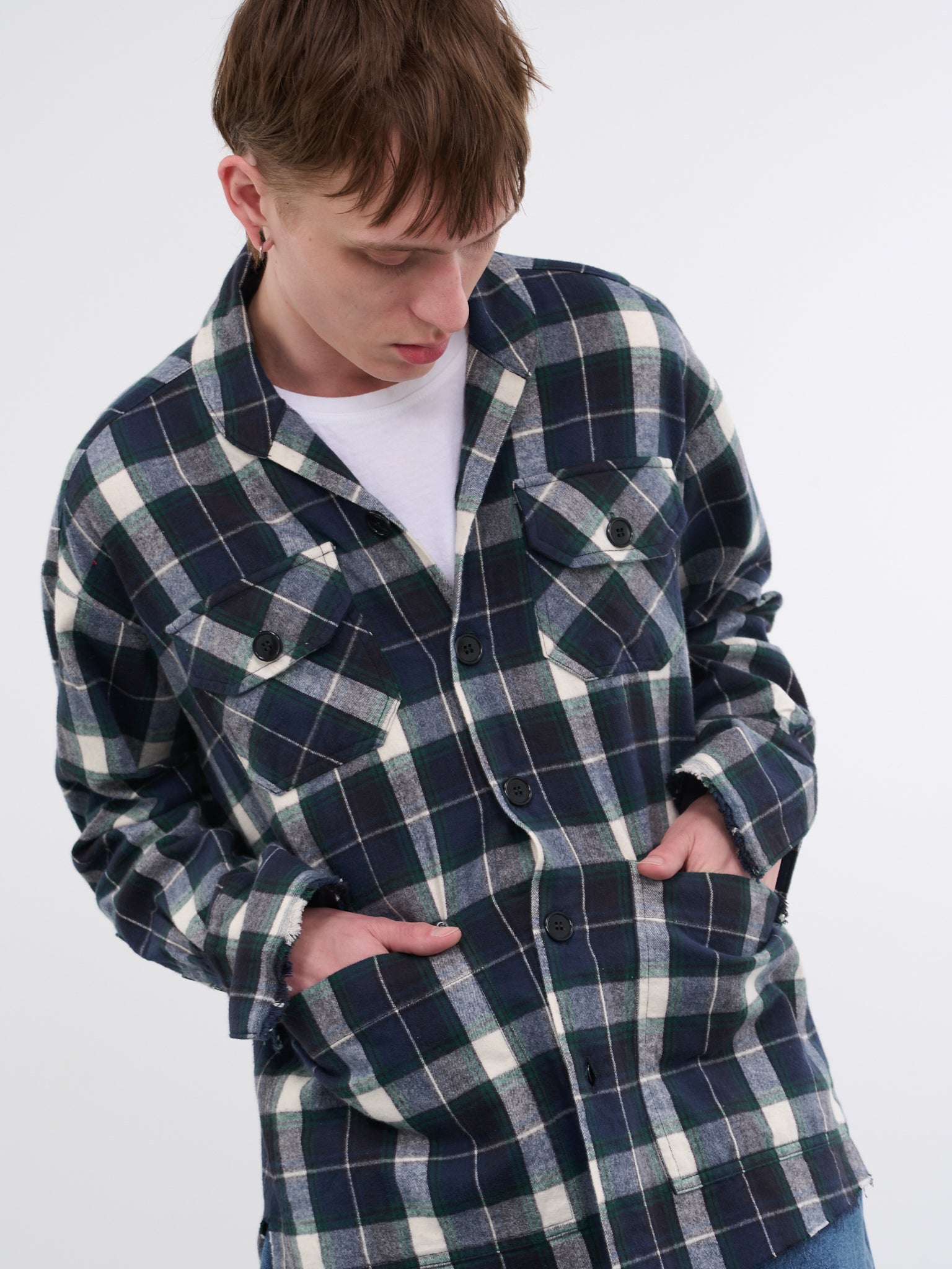 Plaid Studio Shirt (FM120-BLUE-GREEN-PLAID)
