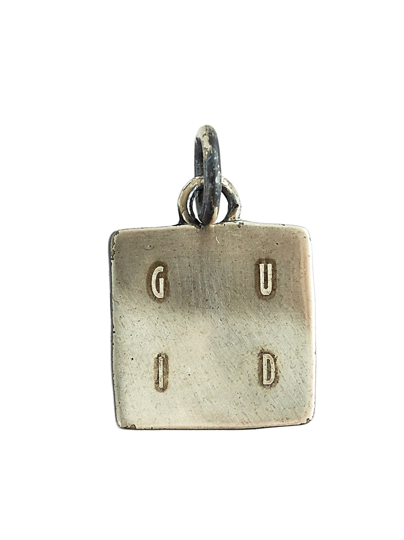 Square Sterling Silver Pendant (G-CI04DN-SILVER-BLK-DIAMONDS)