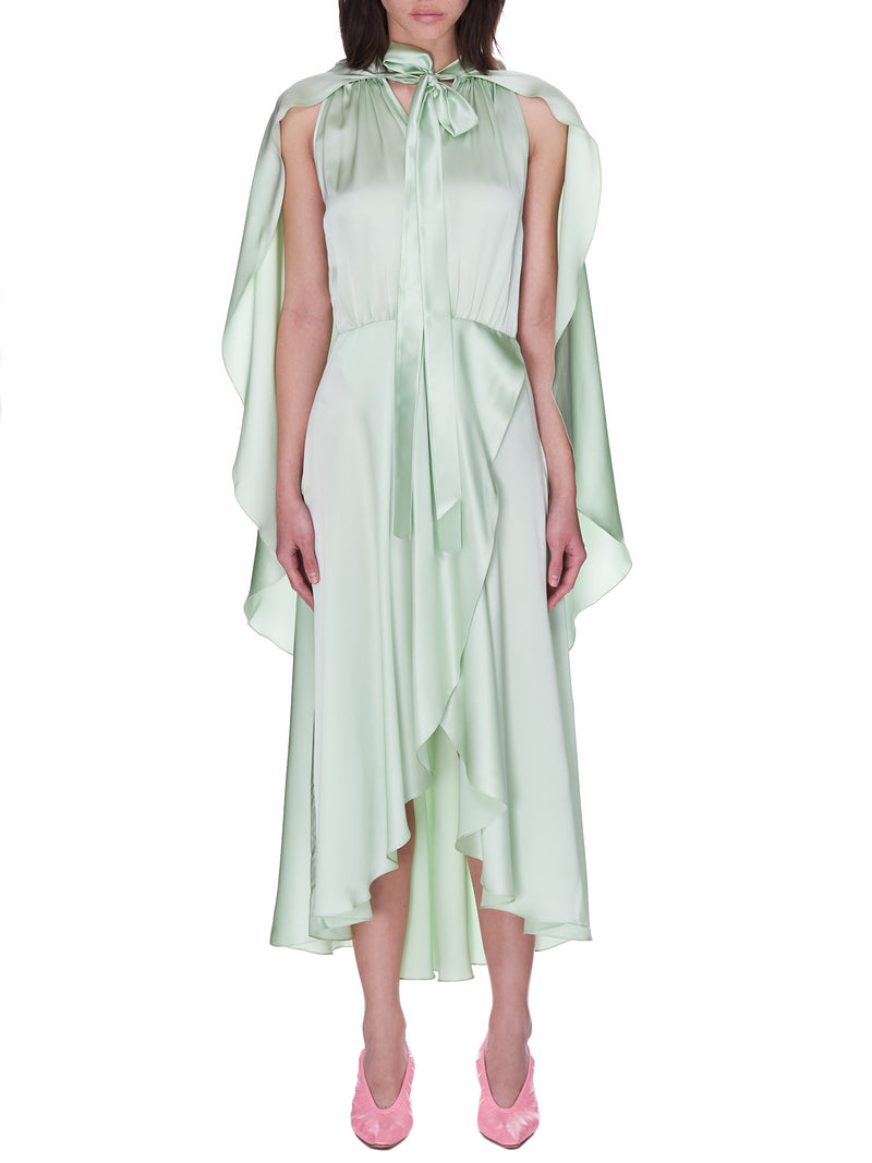 Silk Draped Cape Dress (GK37-PALM-BEACH-GARDENS-MINT)