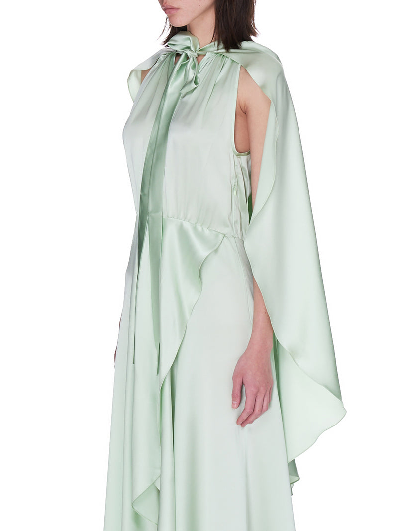 Silk Draped Cape Dress (GK37-PALM-BEACH-GARDENS-MINT)