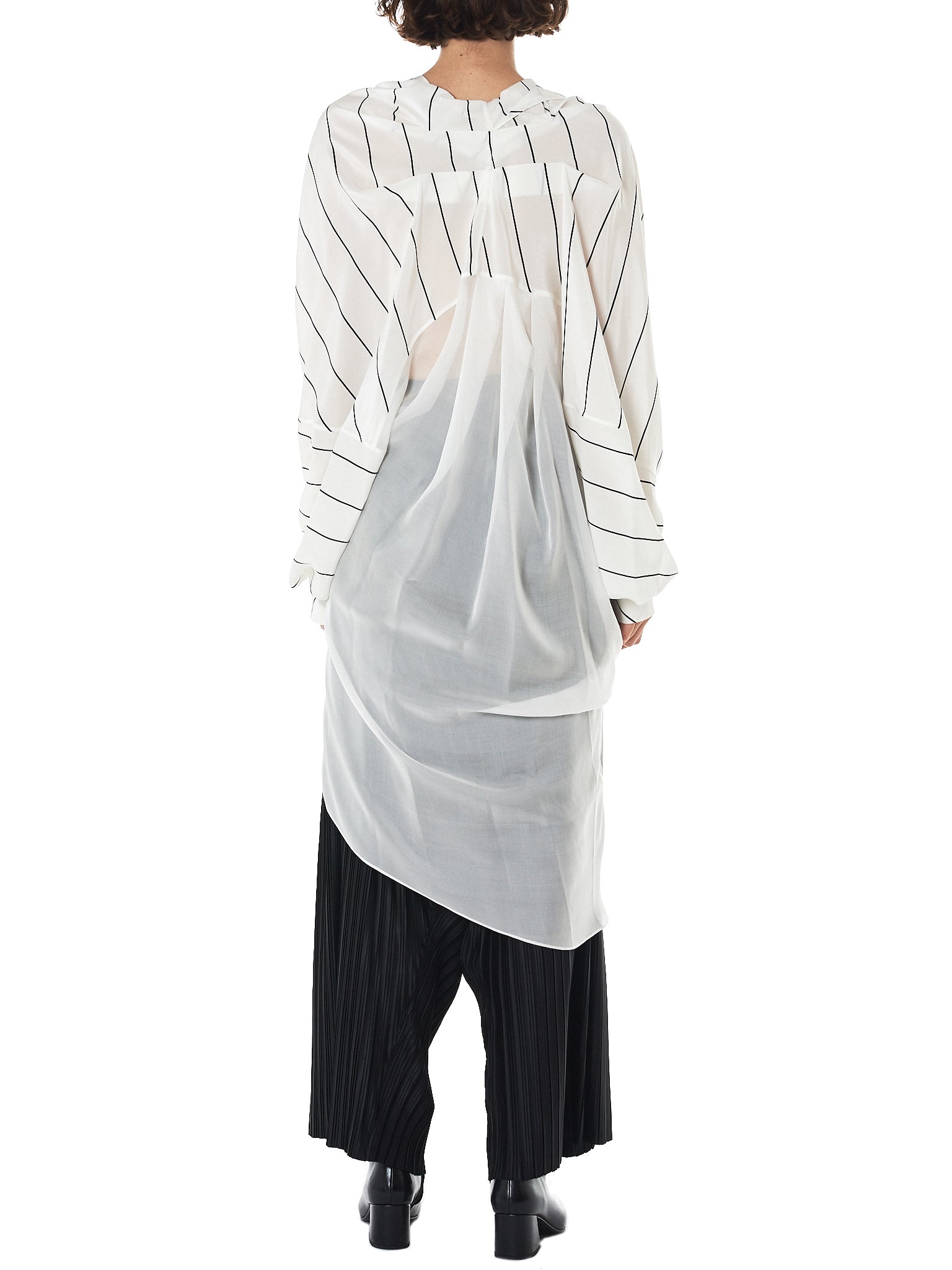 Striped Draped Dress (GNS-DR125-WHITE)