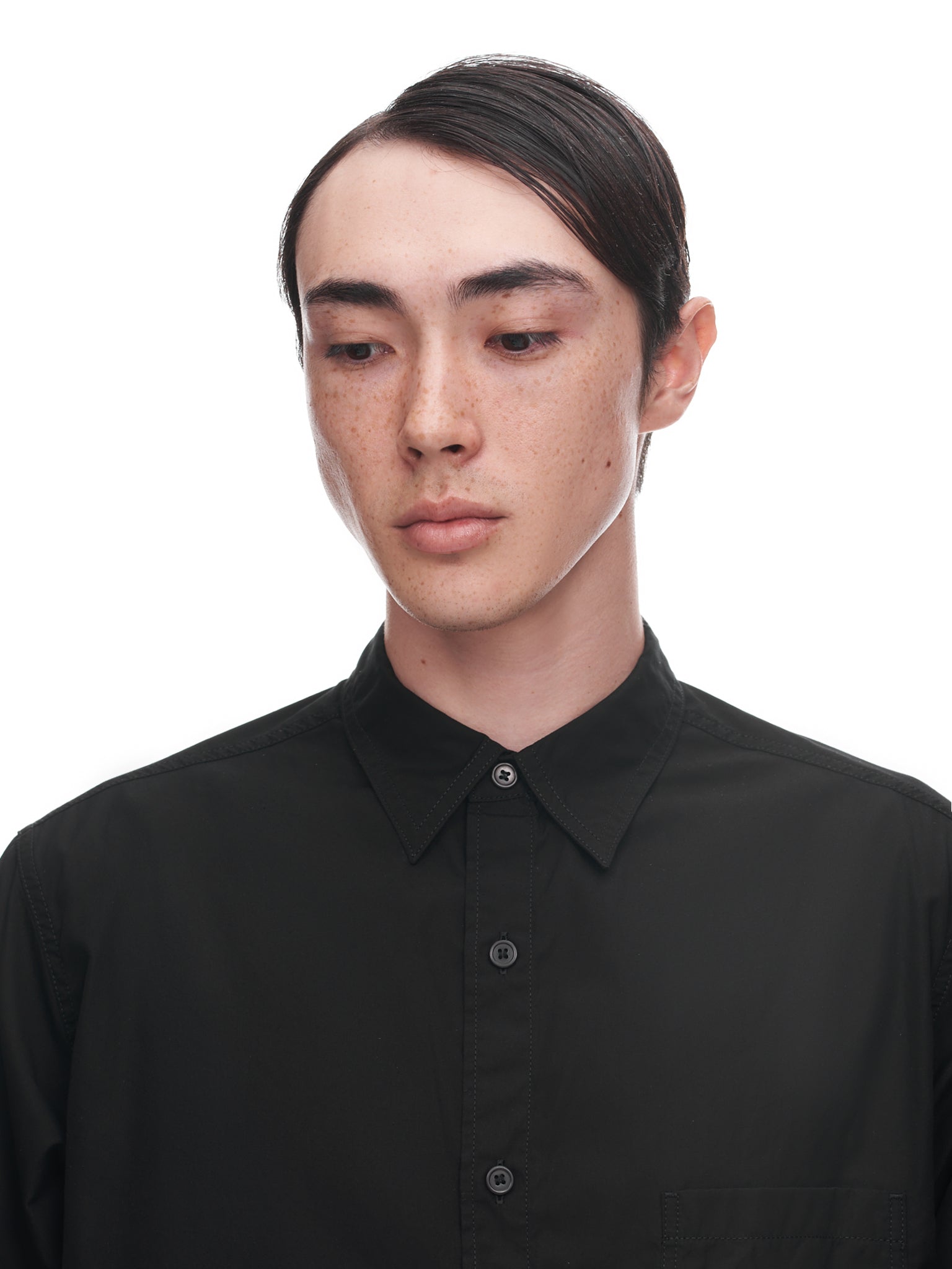 Chain Stitch Broad Big Shirt (HE-B03-001-BLACK)