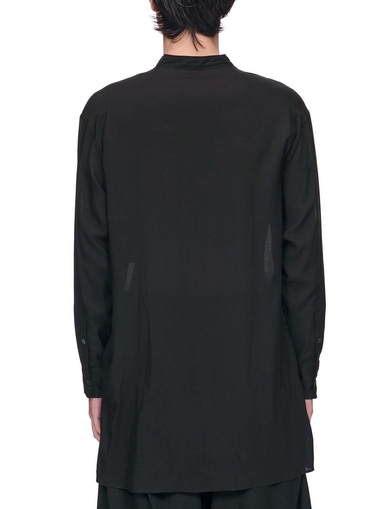 Notch Lapel Long Shirt (HZ-B09-200-01-BLACK)