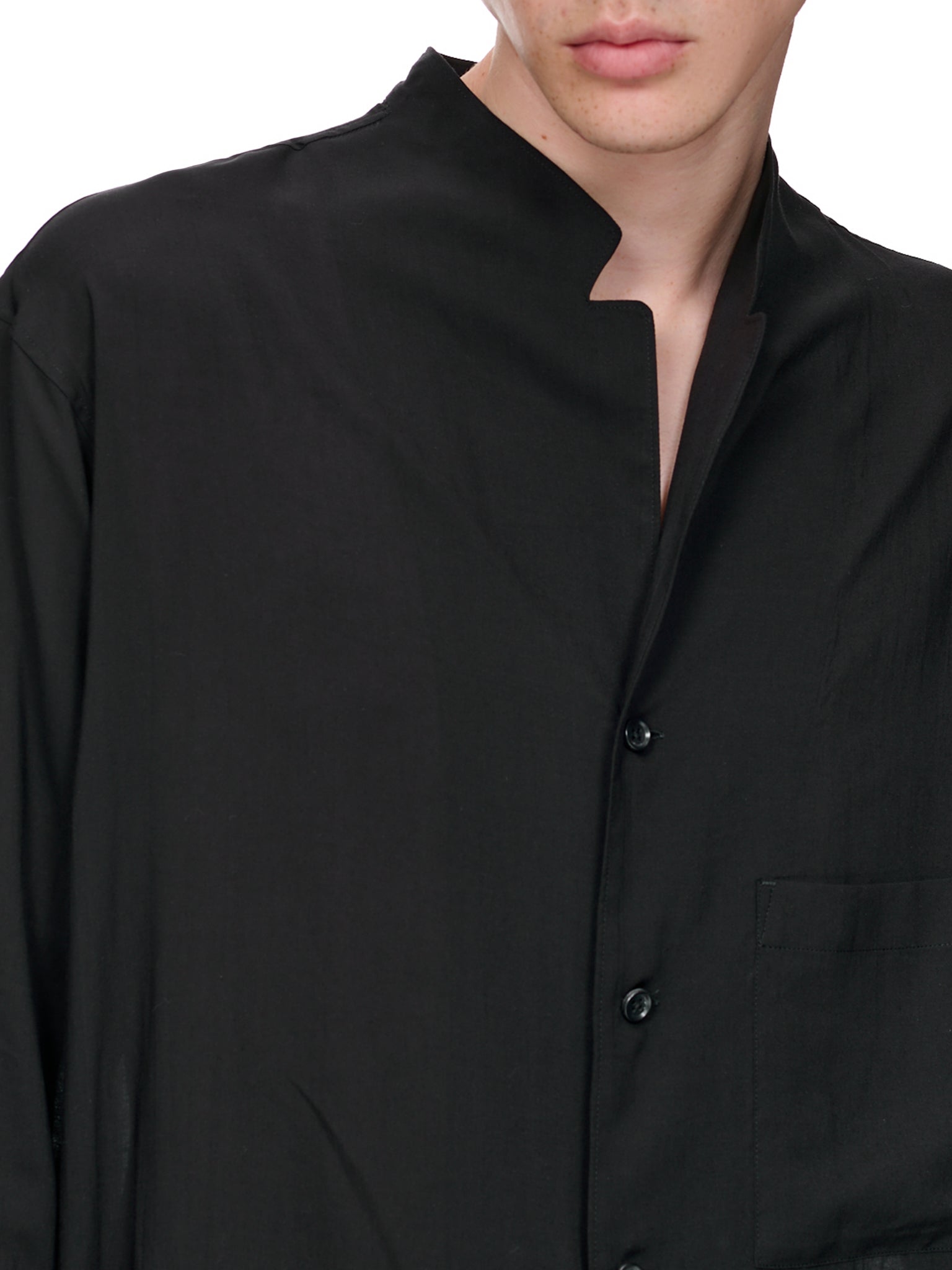 Notch Lapel Long Shirt (HZ-B09-200-01-BLACK)