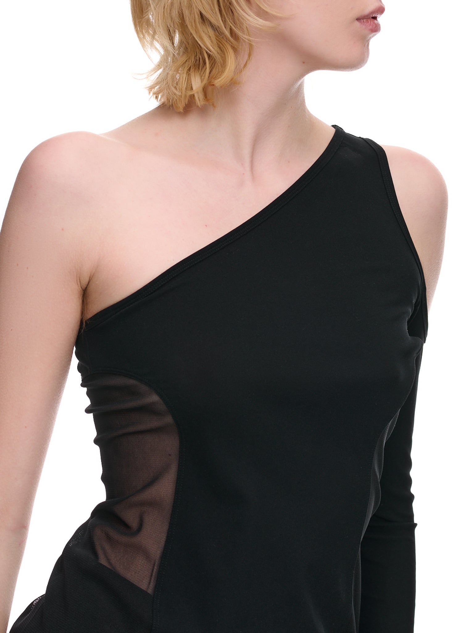 Christopher Esber off-shoulder semi-sheer top - Black