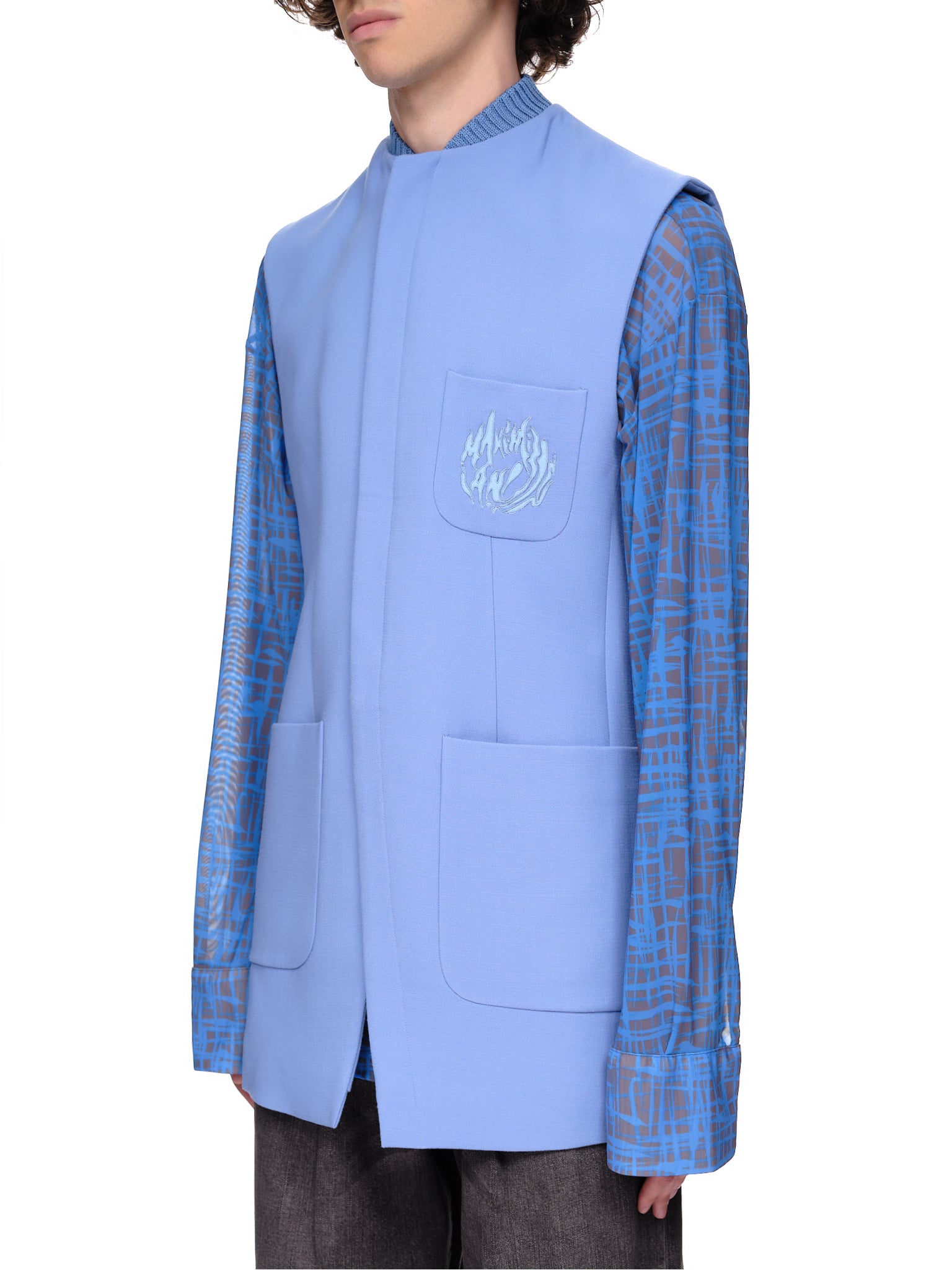 Maximilian Blue Polyester Vest | H. Lorenzo - side 
