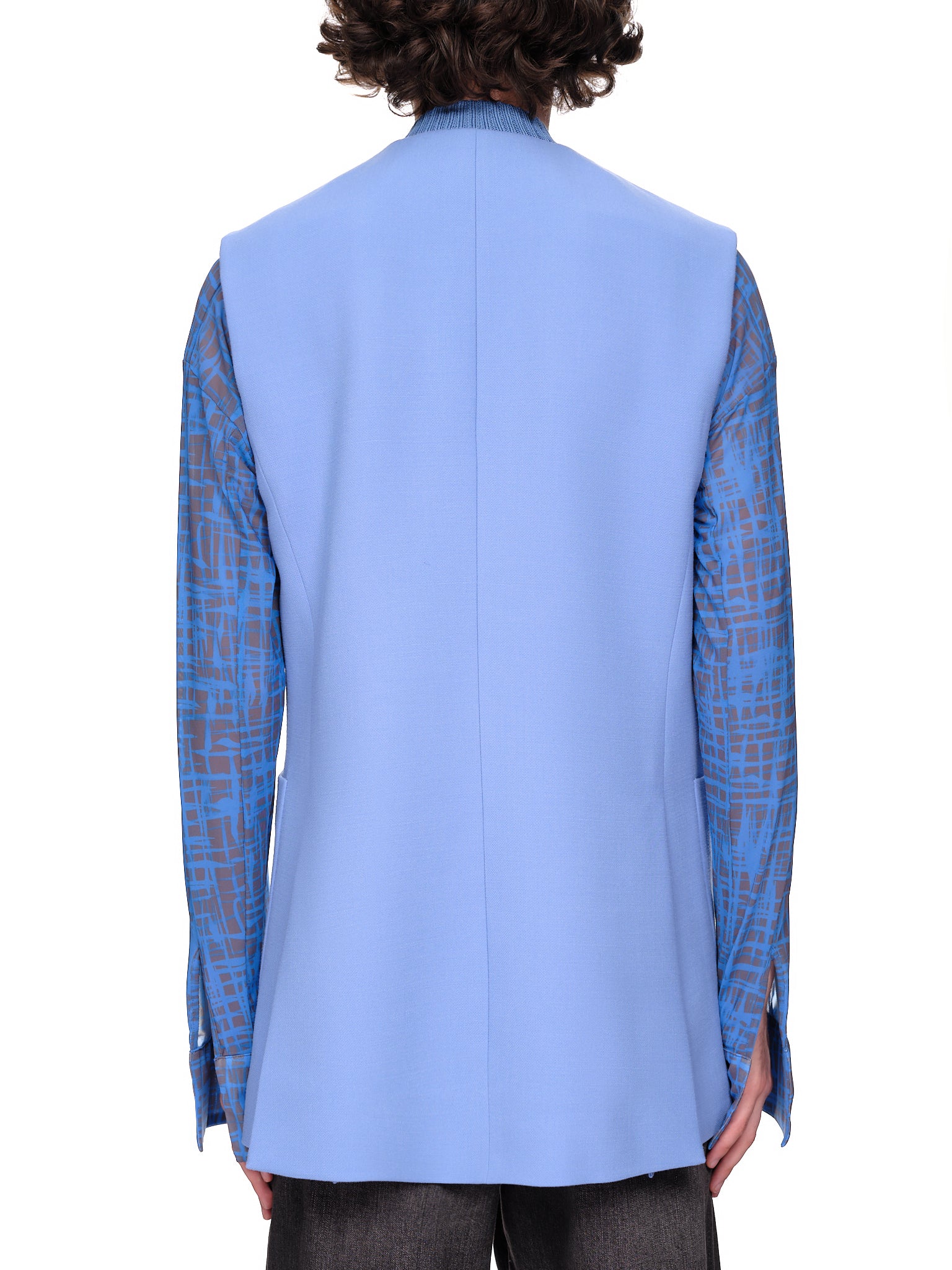 Maximilian Blue Polyester Vest | H. Lorenzo - back