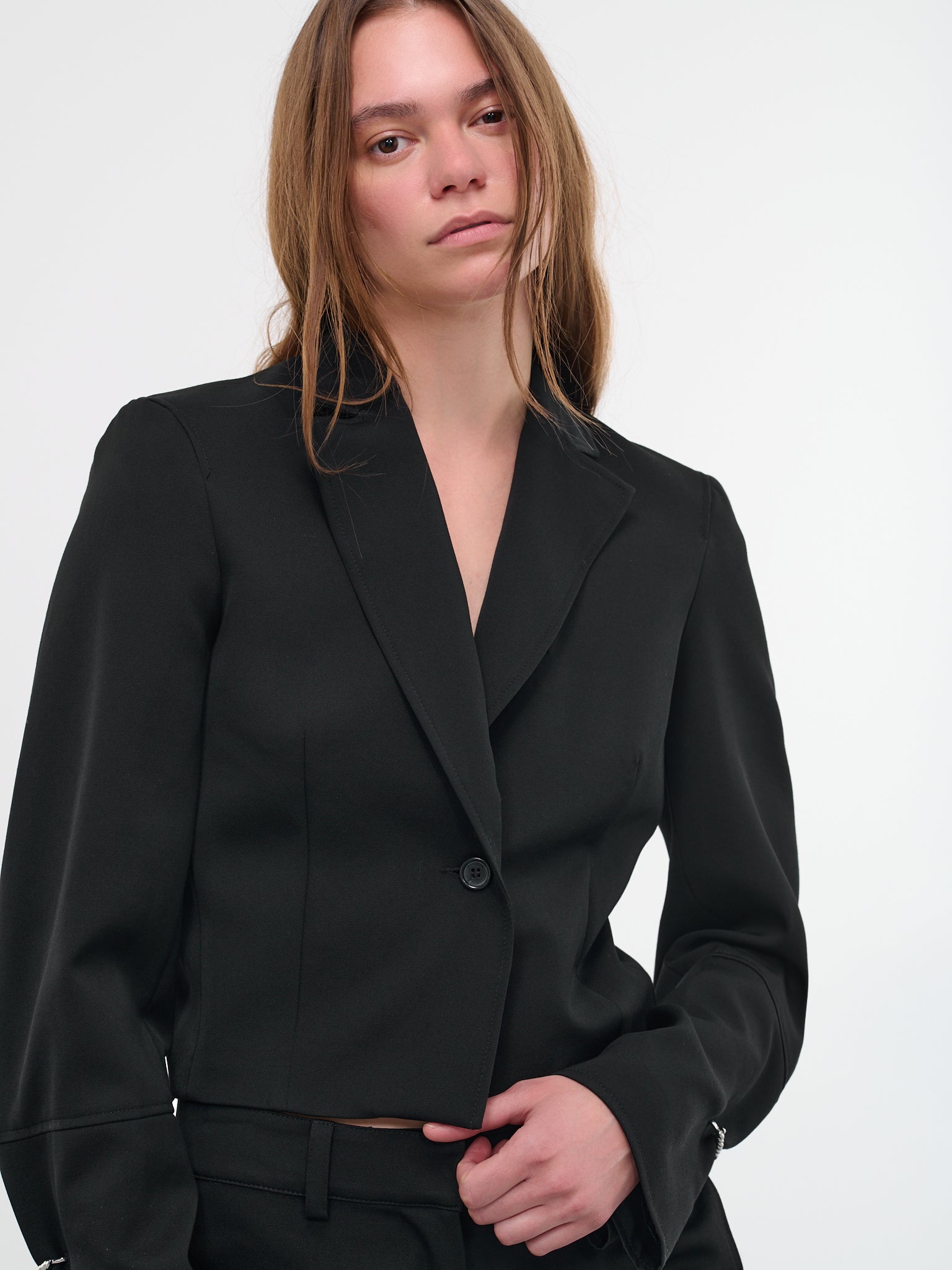 Ring Cropped Blazer (JK0246-PG0011-999-BLACK)