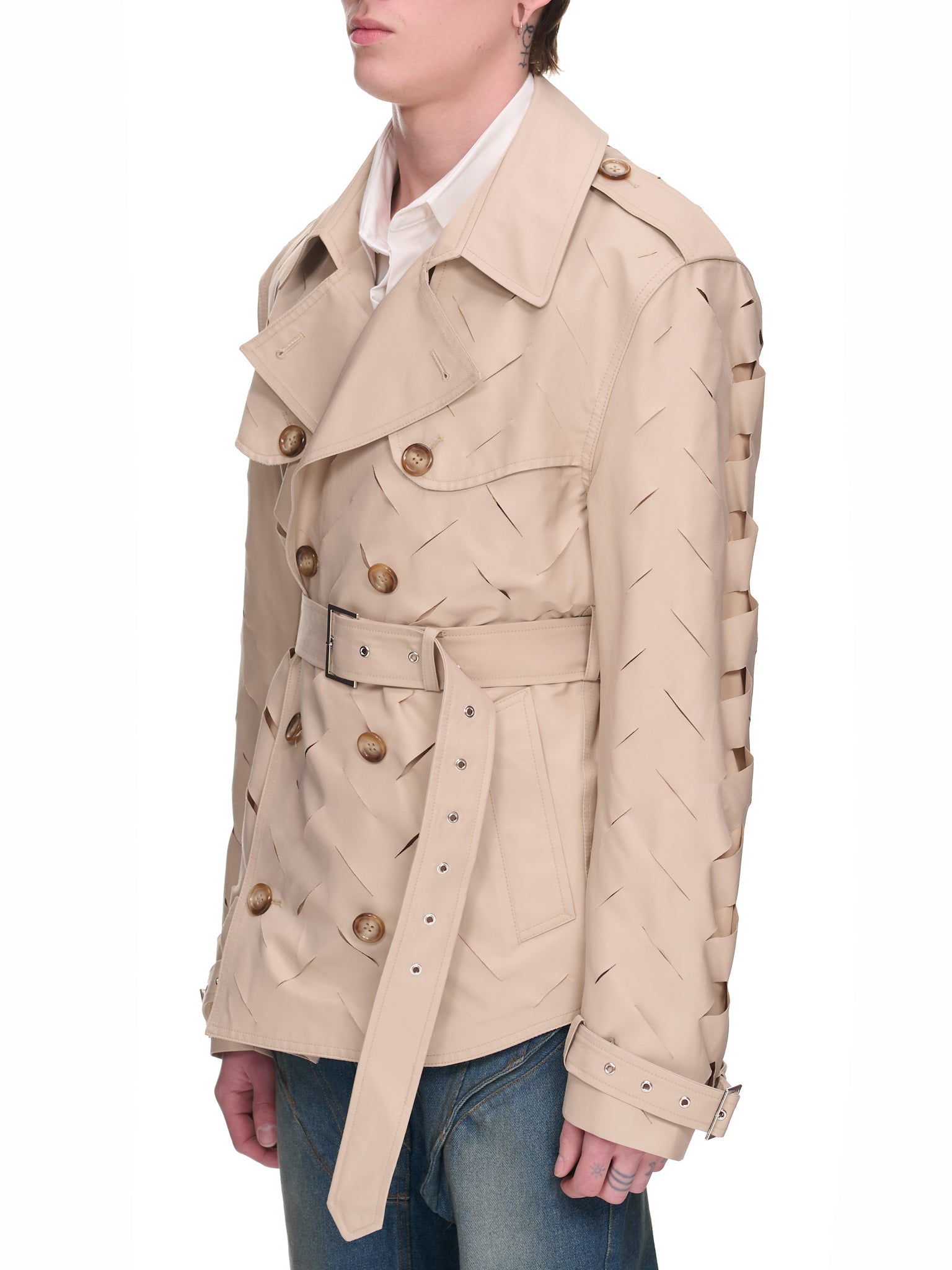 Double Breasted Slashed Jacket (JTK-J07-BEIGE)