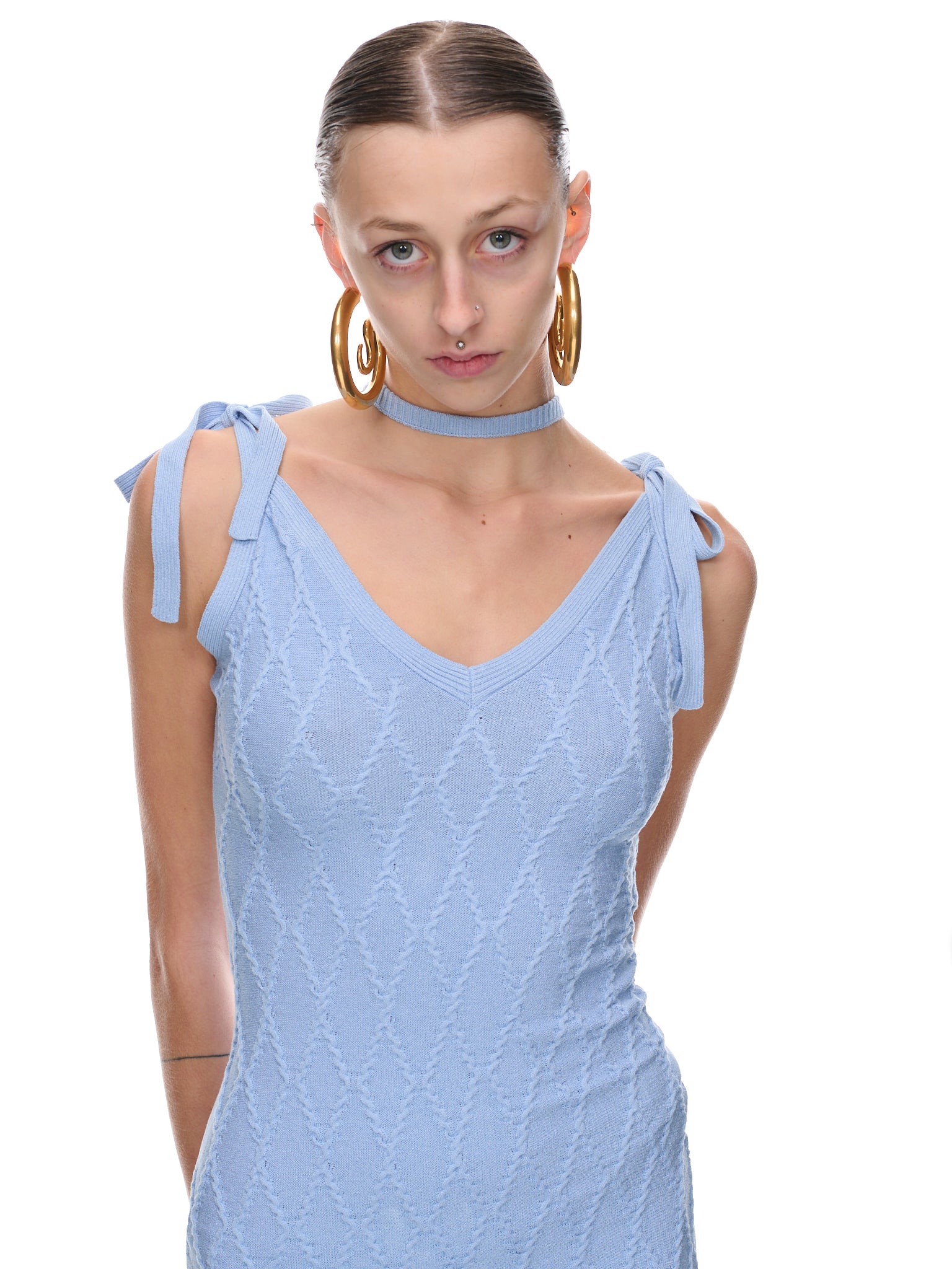 Cable-Knit Mini Dress (K006-BABY-BLUE)
