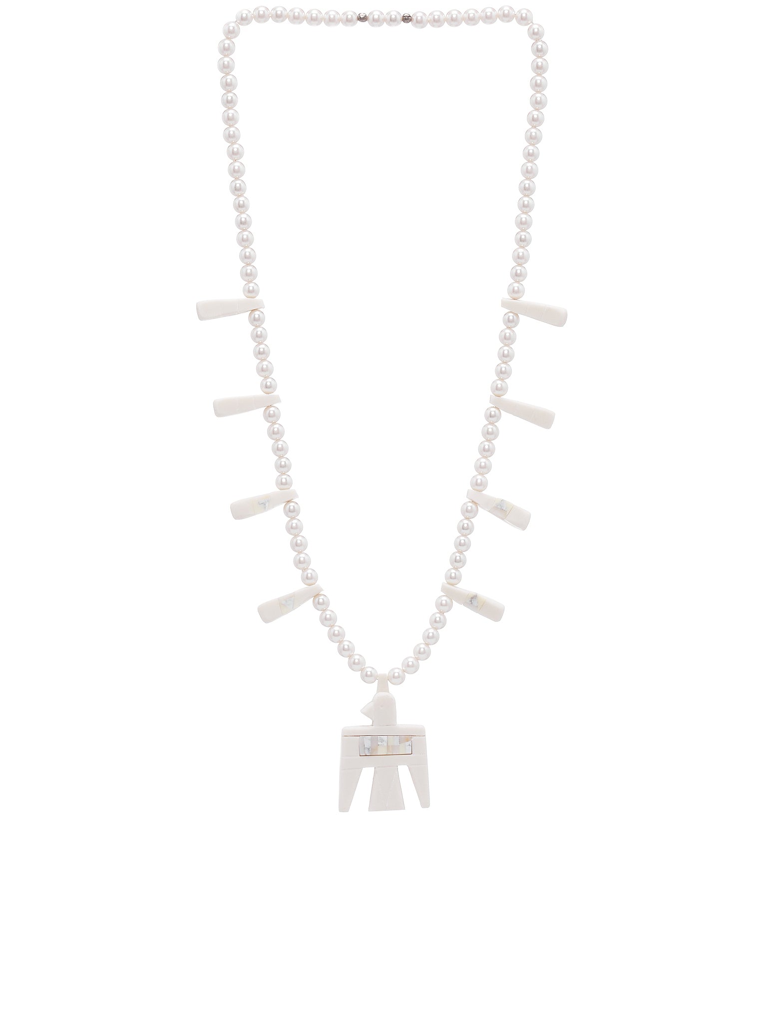 Kapital Santo Domingo Battery Bird Pearl Necklace | H. Lorenzo - front