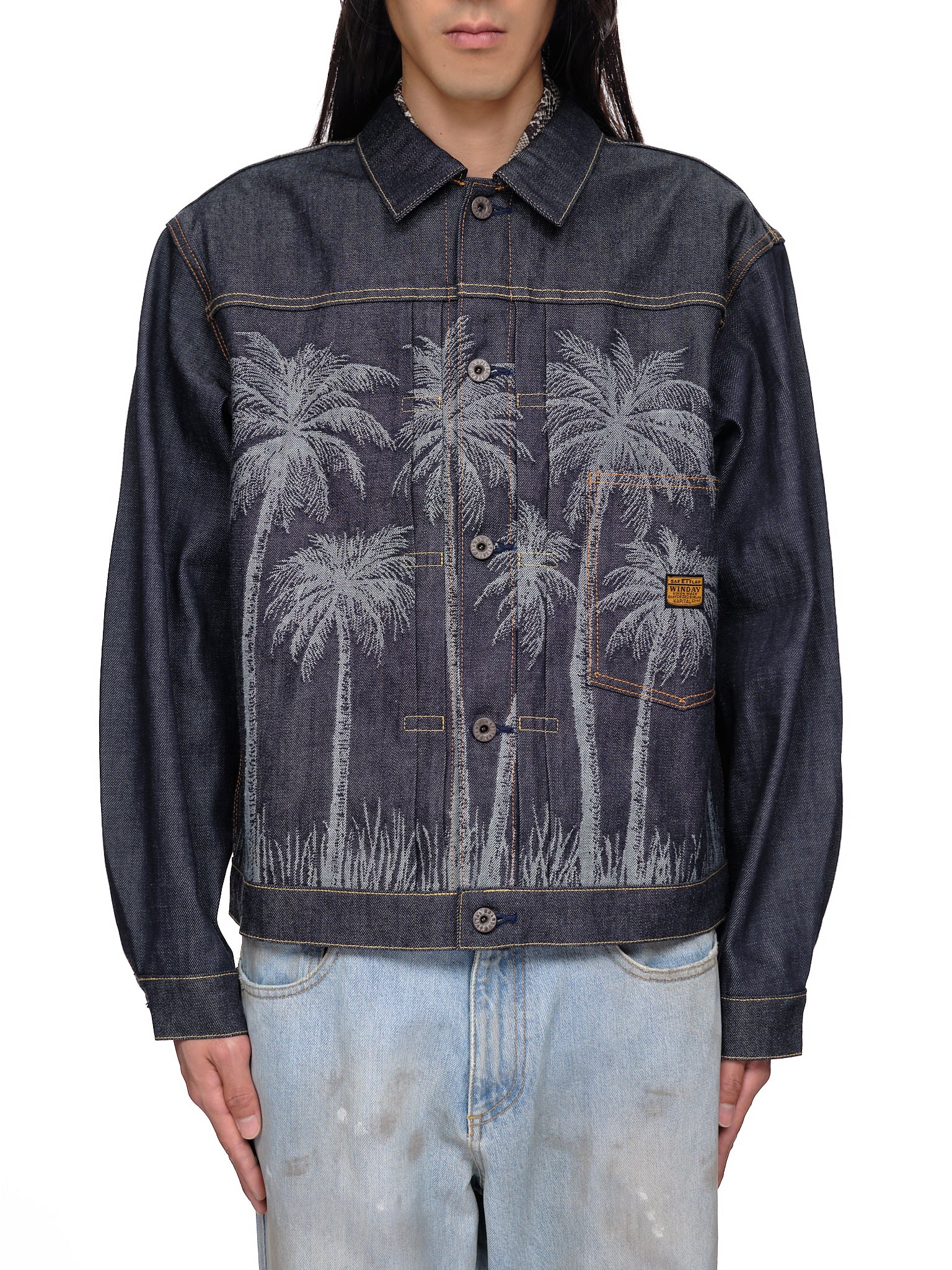 Kapital Palm Tree Jacquard Denim Jacket | H. Lorenzo - front