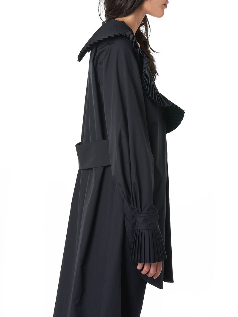 Ruffle-Neck Shirt Dress (KARL-BLACK)