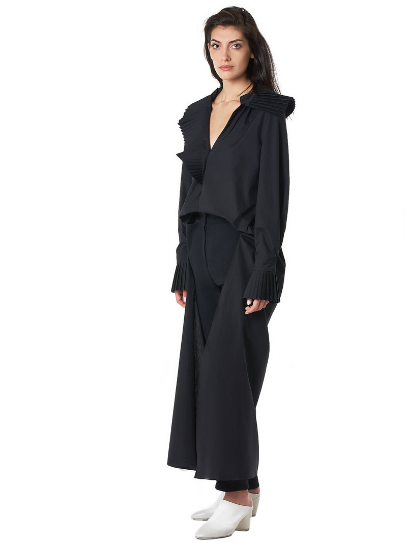 Ruffle-Neck Shirt Dress (KARL-BLACK)