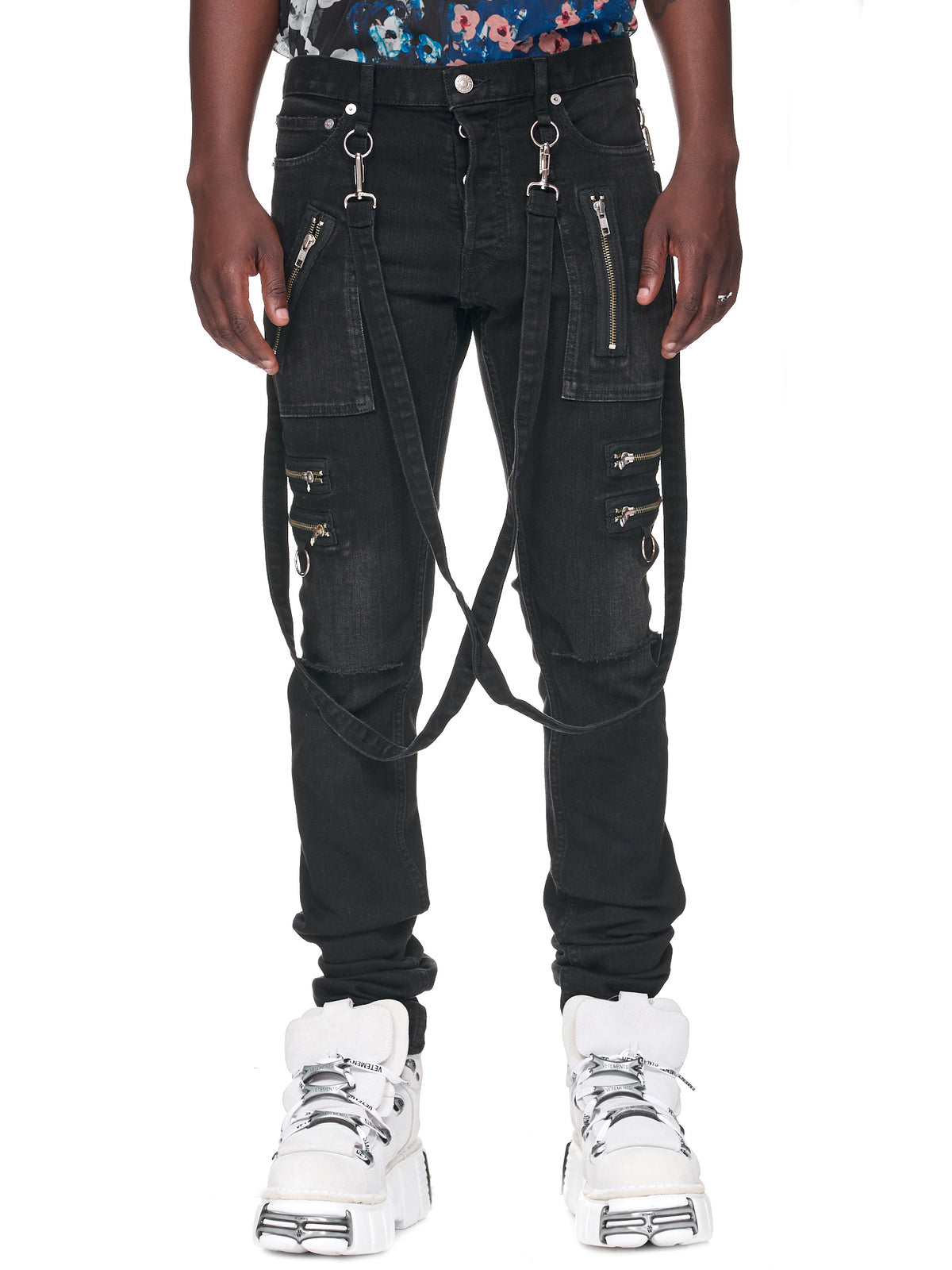 Skinny Distressed Denim Pants (KLMD-009-BLACK)