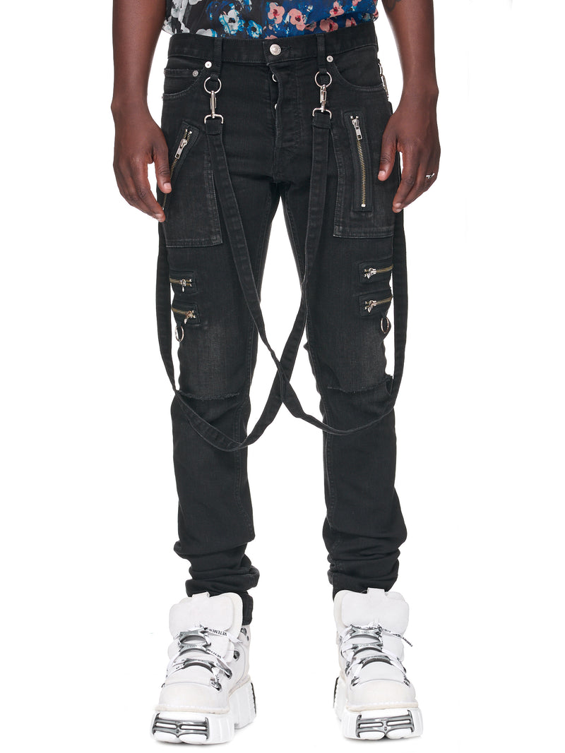 Skinny Distressed Denim Pants (KLMD-009-BLACK)