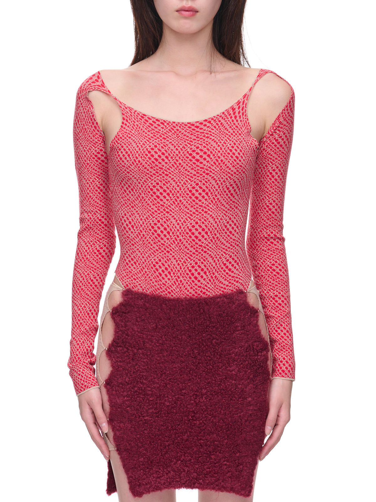 Jacquard Knit Bodysuit (KN10R-RUBY-FICELLE)