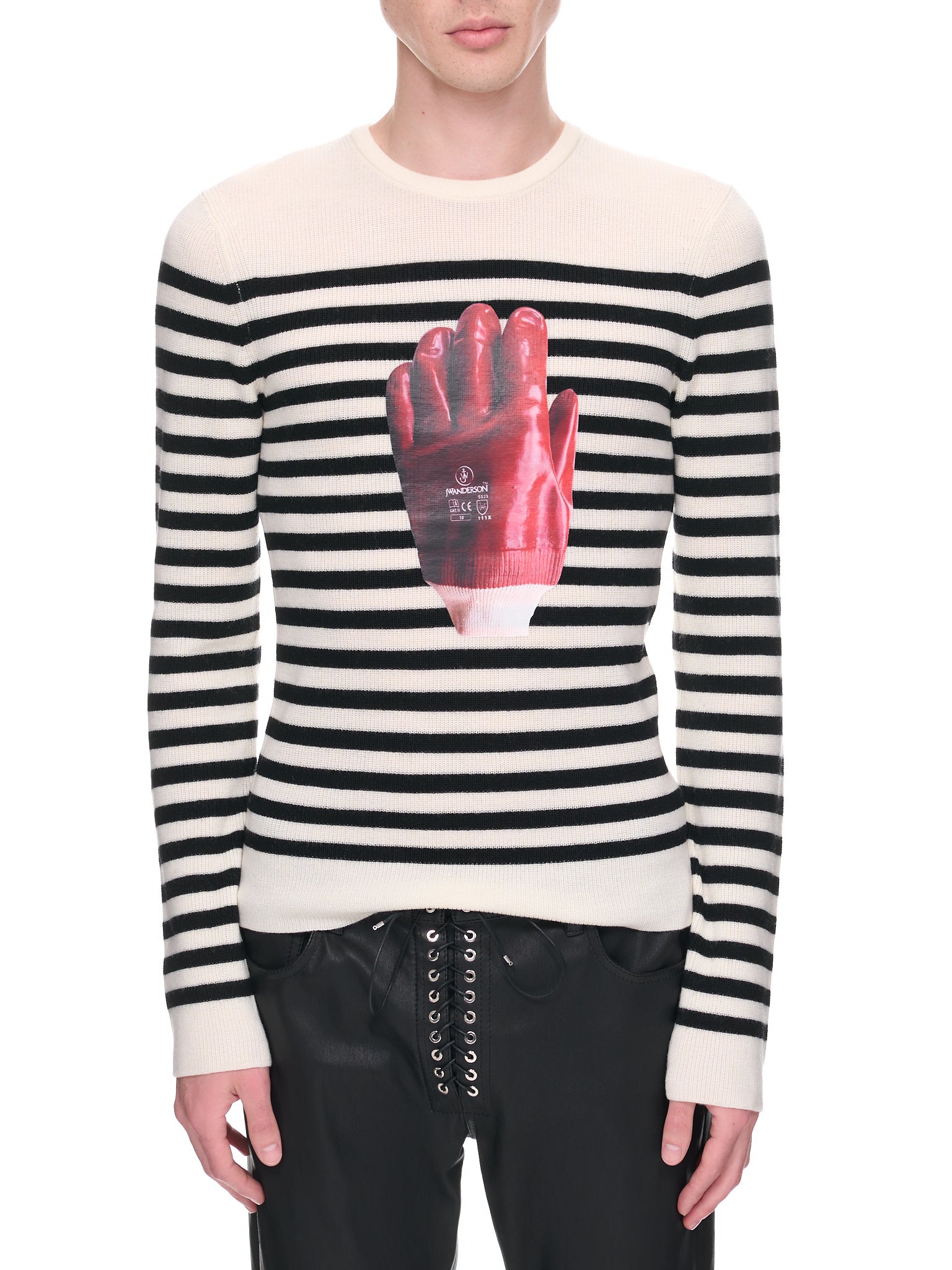 JW ANDERSON Stripe Glove Crewneck Jumper | H. Lorenzo - front