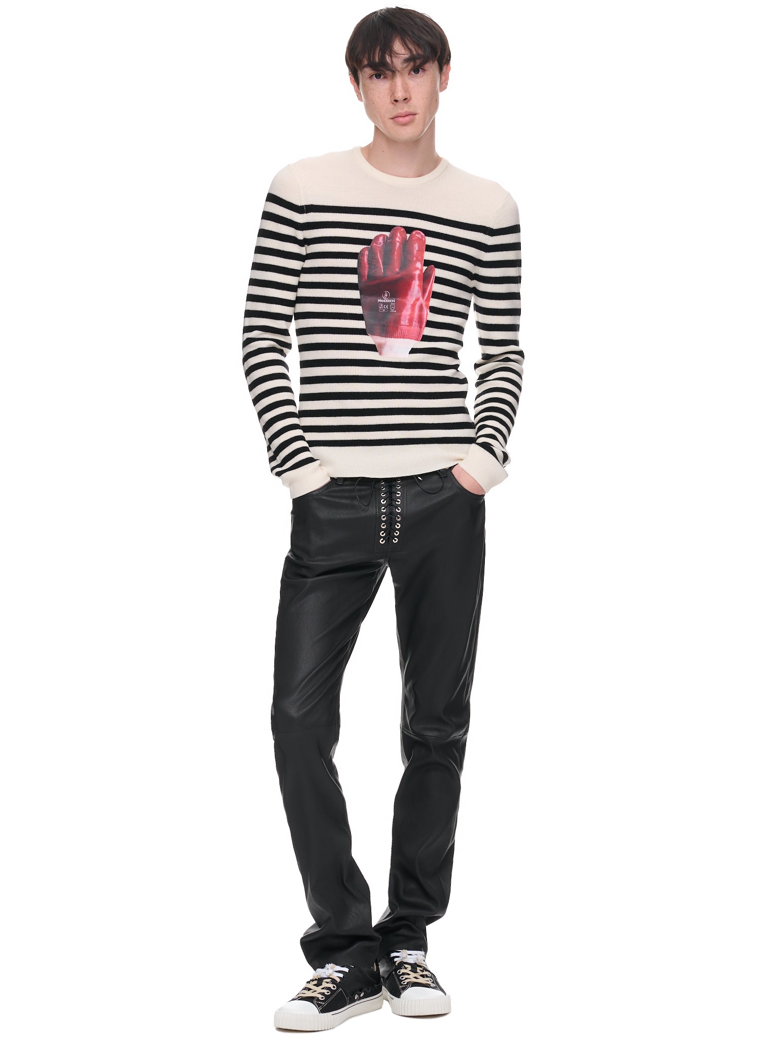 JW ANDERSON Stripe Glove Crewneck Jumper | H. Lorenzo - styled 