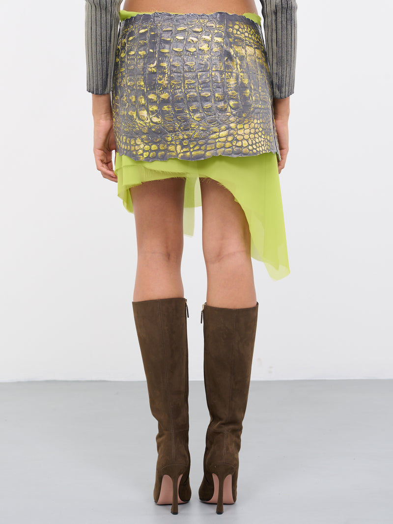 L-Chidima Leather Alligator Skirt (L-CHIDIMA-GREEN)