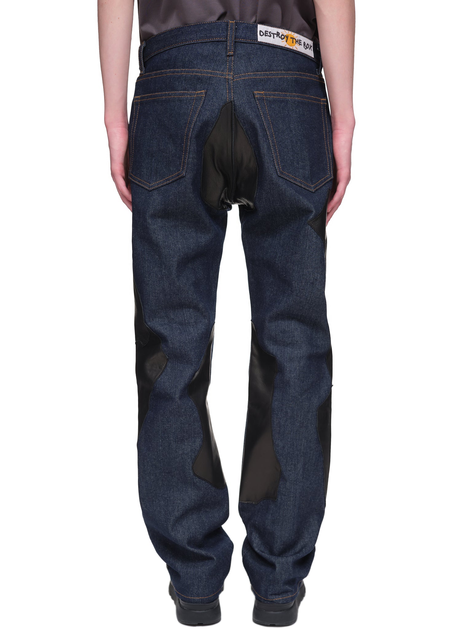 Destroy The Box Leather Accent Jeans | H. Lorenzo - back