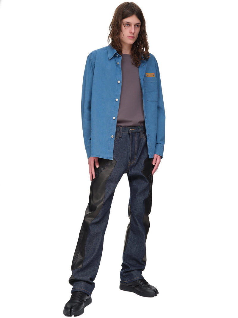 Destroy The Box Leather Accent Jeans | H. Lorenzo - styled 