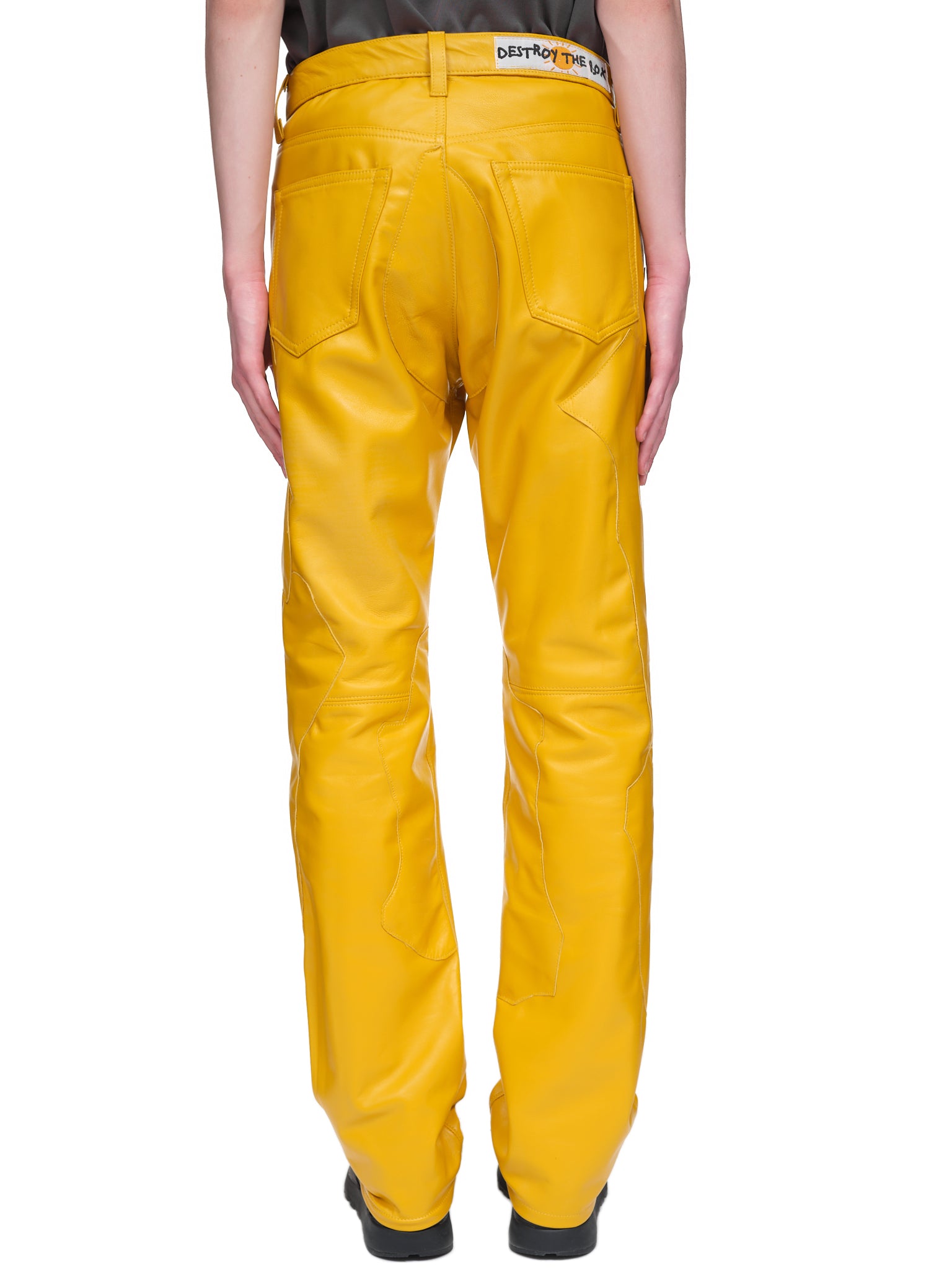 Yellow leather pants mens sale