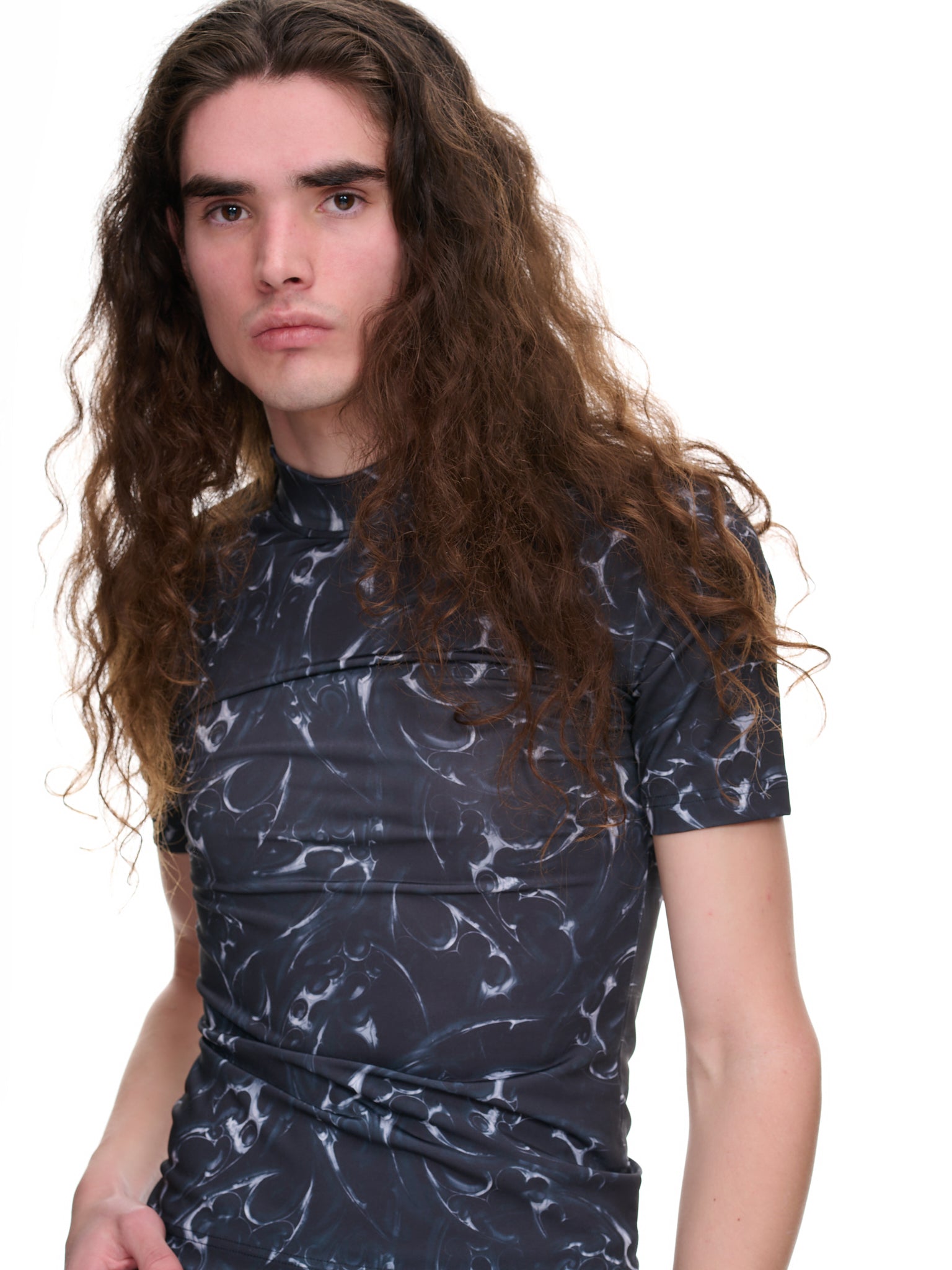 Chrome Tribal Stretch T-Shirt (M-132239-SILVER)