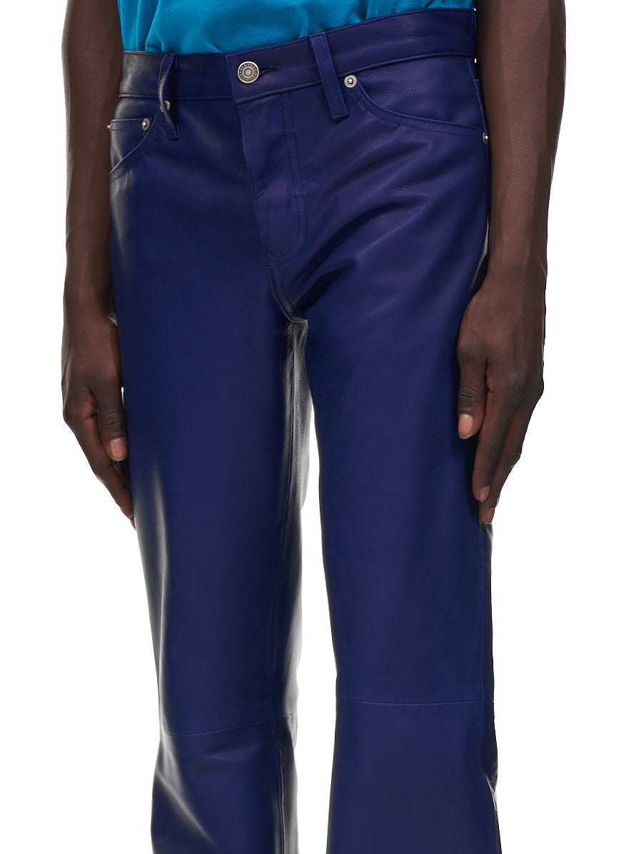 Stretch Leather Boyfriend Pant in Navy  HI LO THE LABEL