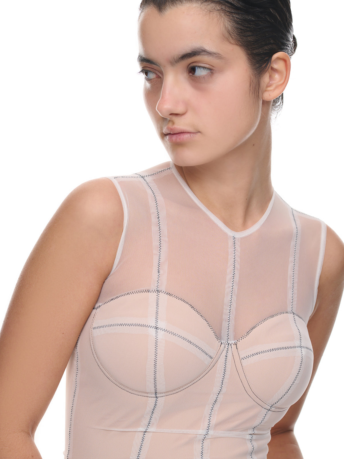 Mesh Underline Dress (MAS22FIGDRS02-WHITE)
