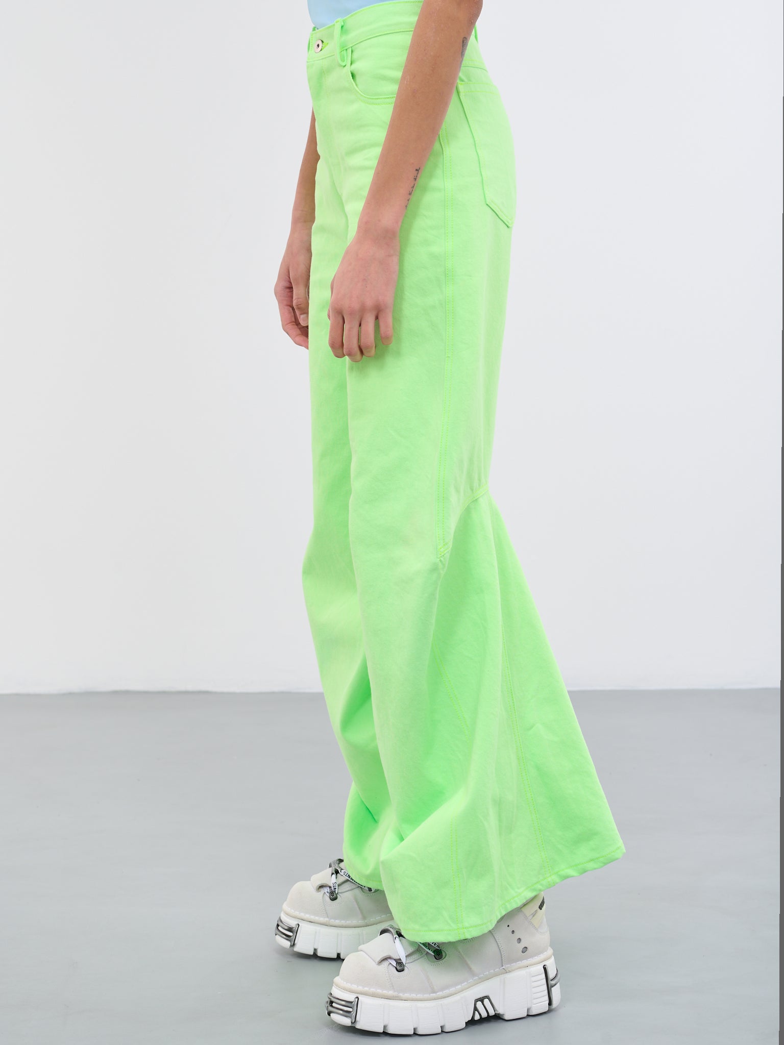 Ruched Denim Pants (MB-24-LIME-GREEN)