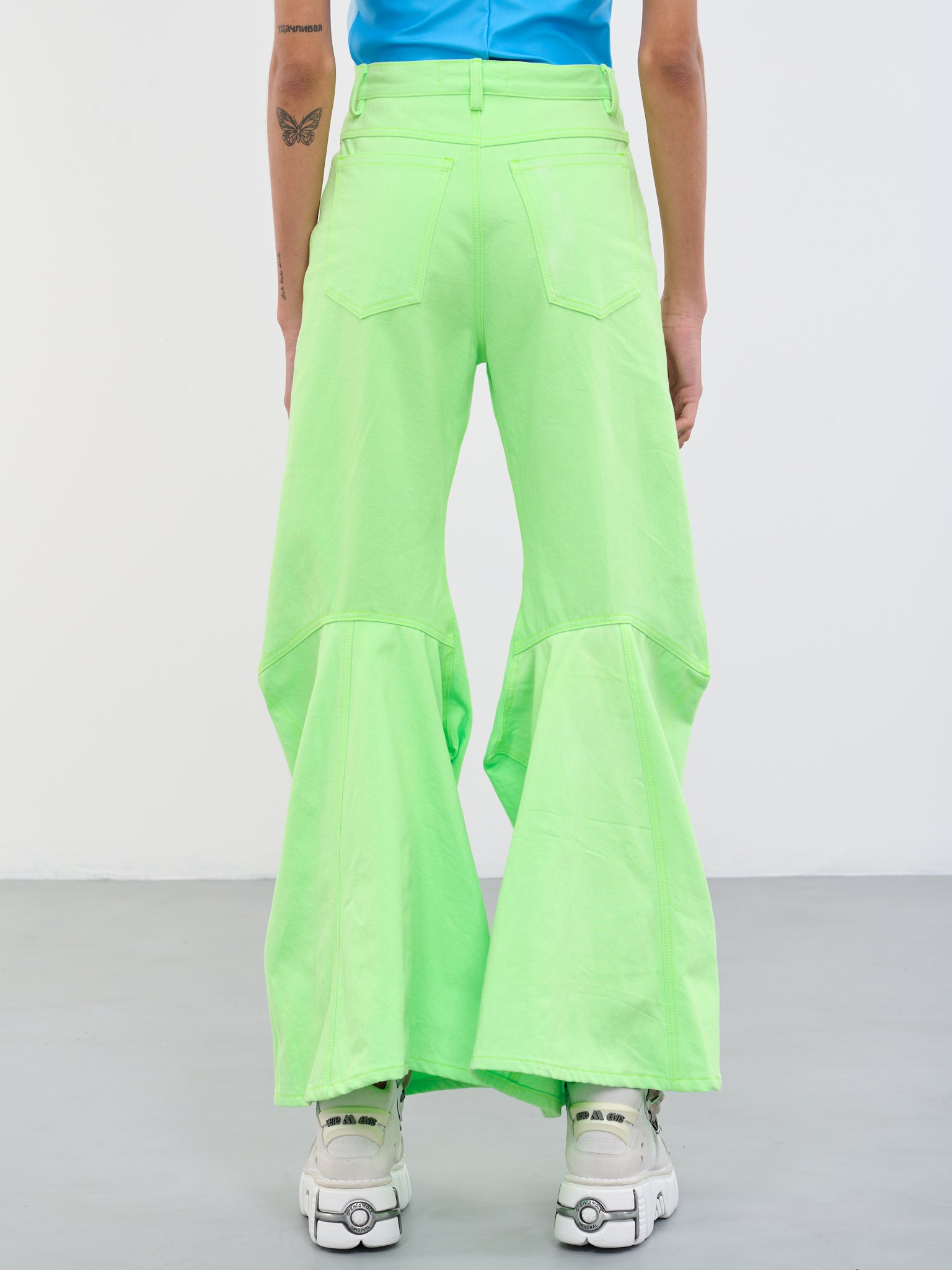 Ruched Denim Pants (MB-24-LIME-GREEN)