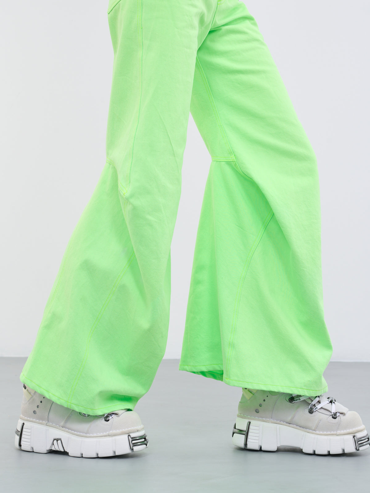 Ruched Denim Pants (MB-24-LIME-GREEN)