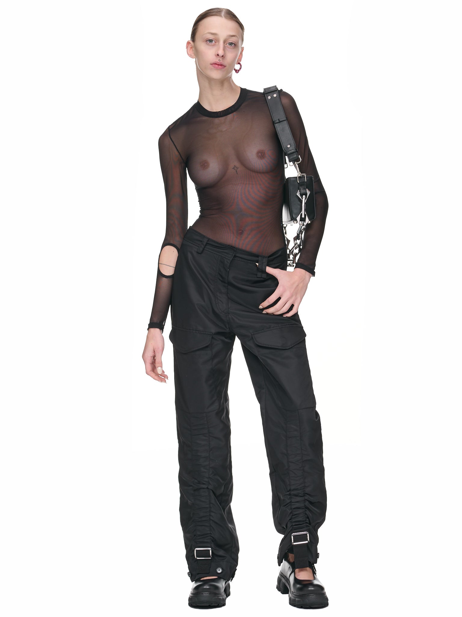 Mesh Cut-Out Top (MB-43-STRETCH-MESH-BLACK)