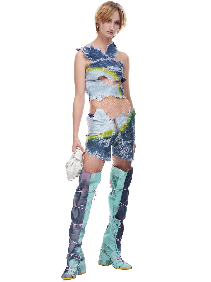 Masha Popova Extended Dye Feather Shorts | H. Lorenzo - styled 